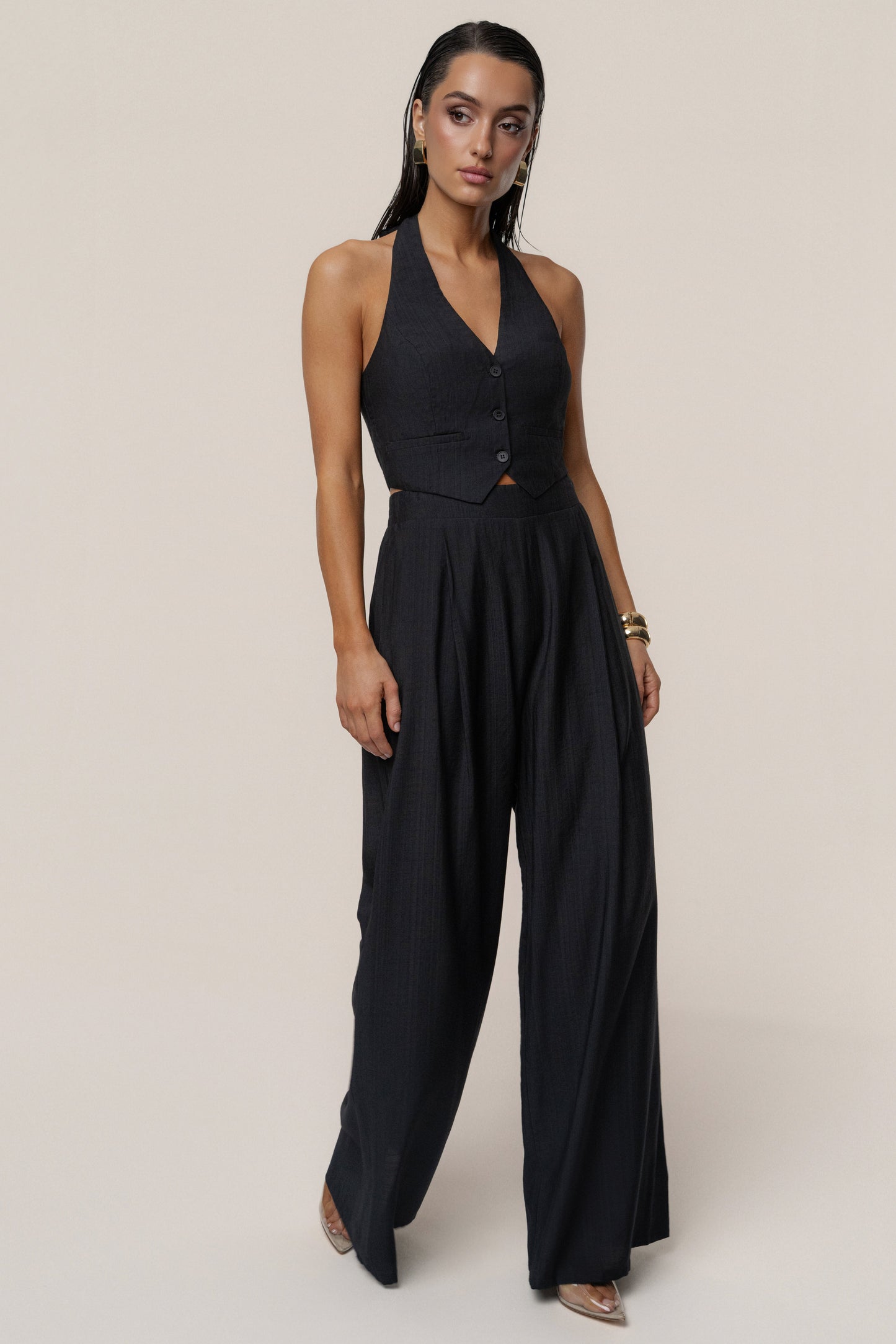 Black Tropical Daze Pant Set