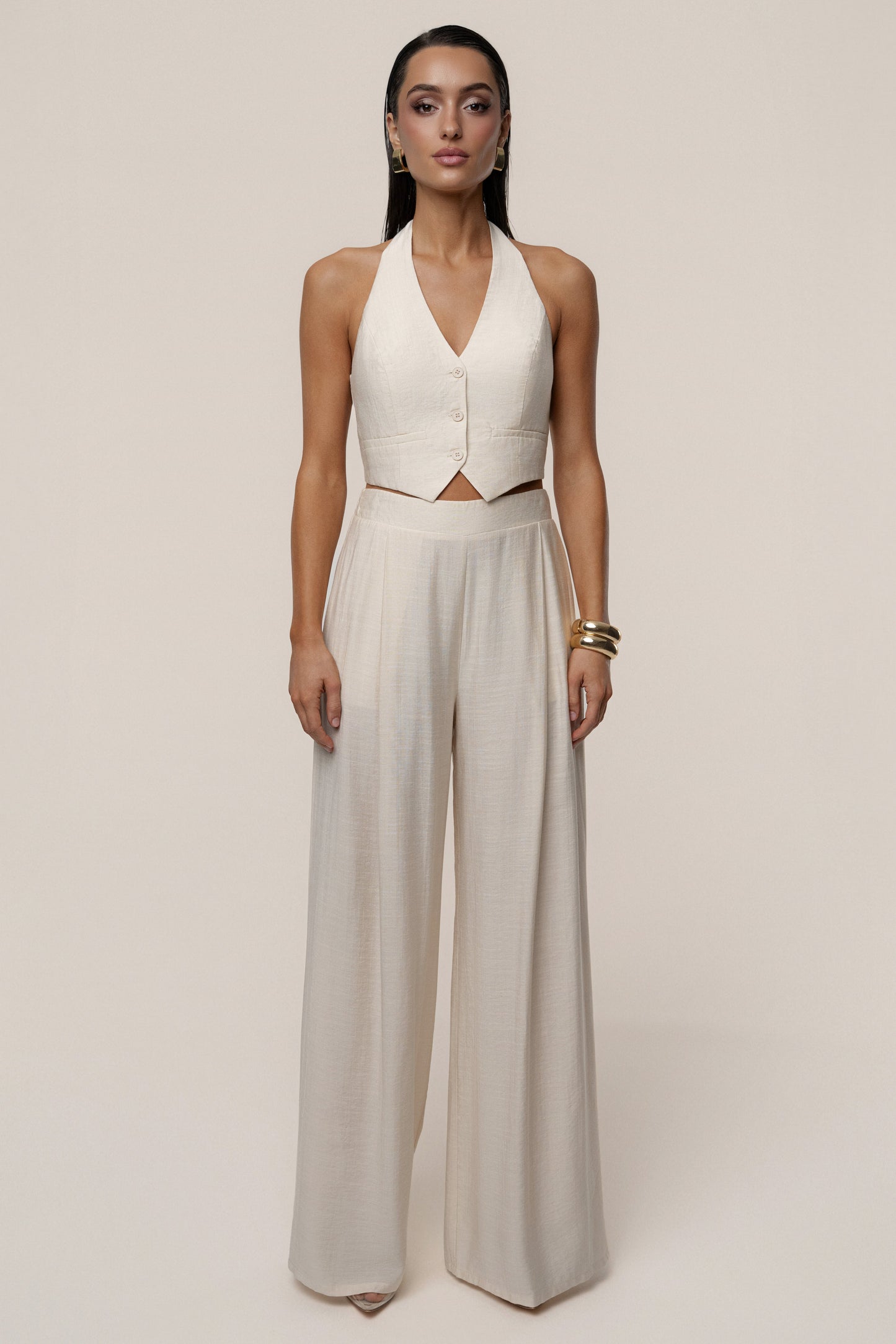 Cream Tropical Daze Pant Set