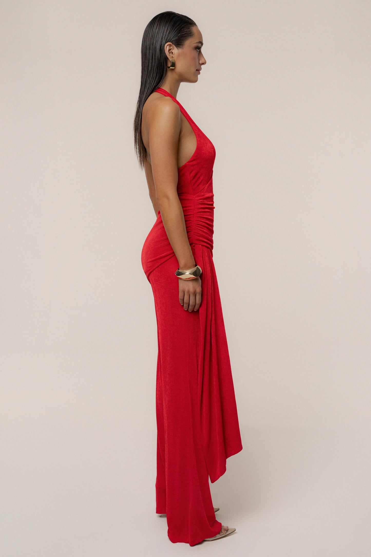 Red Rustic Charm Halter Jumpsuit JLUXLABEL