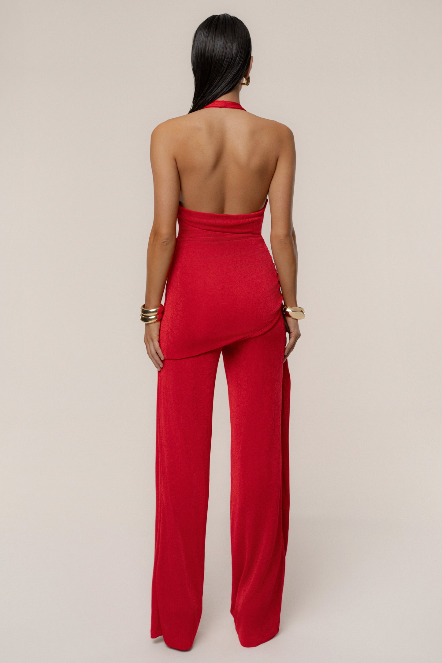 Red Rustic Charm Halter Jumpsuit JLUXLABEL