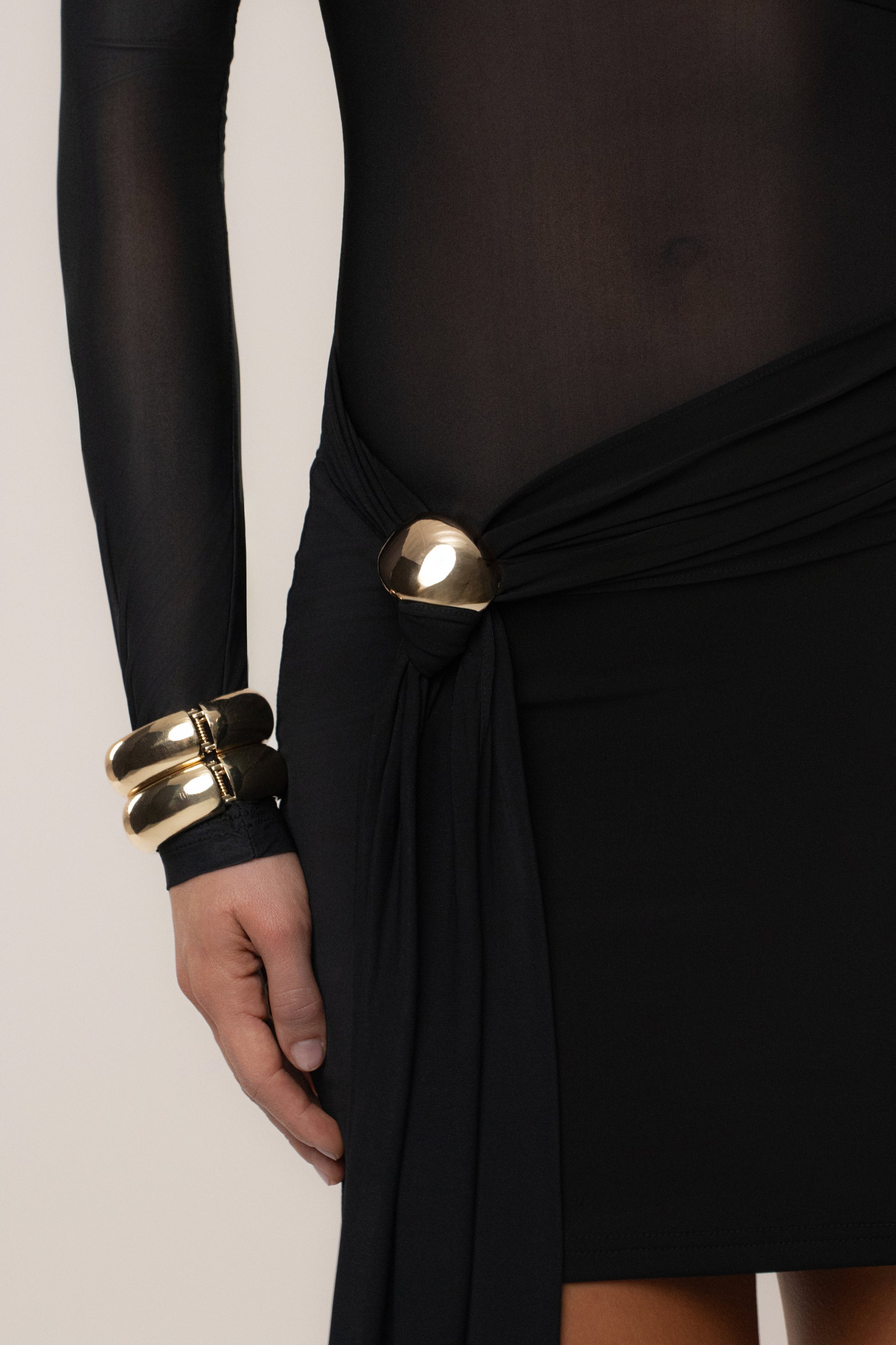 Black Glow State Drape Dress JLUXLABEL
