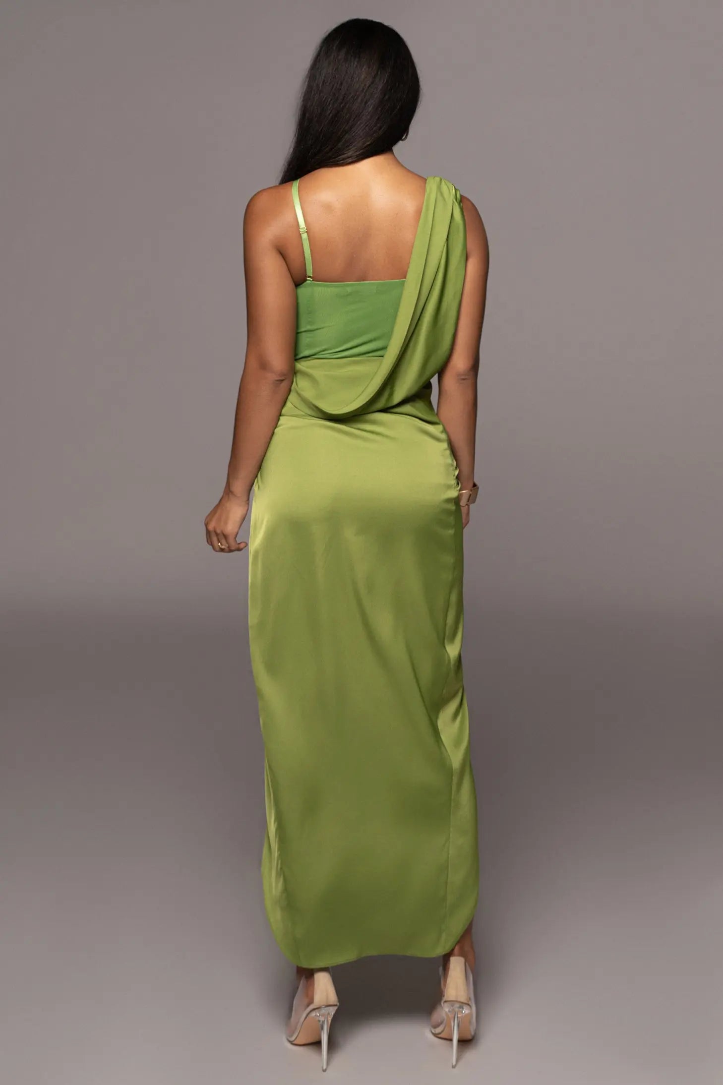 Green KRISTIANA SLIT DRESS JLUXLABEL