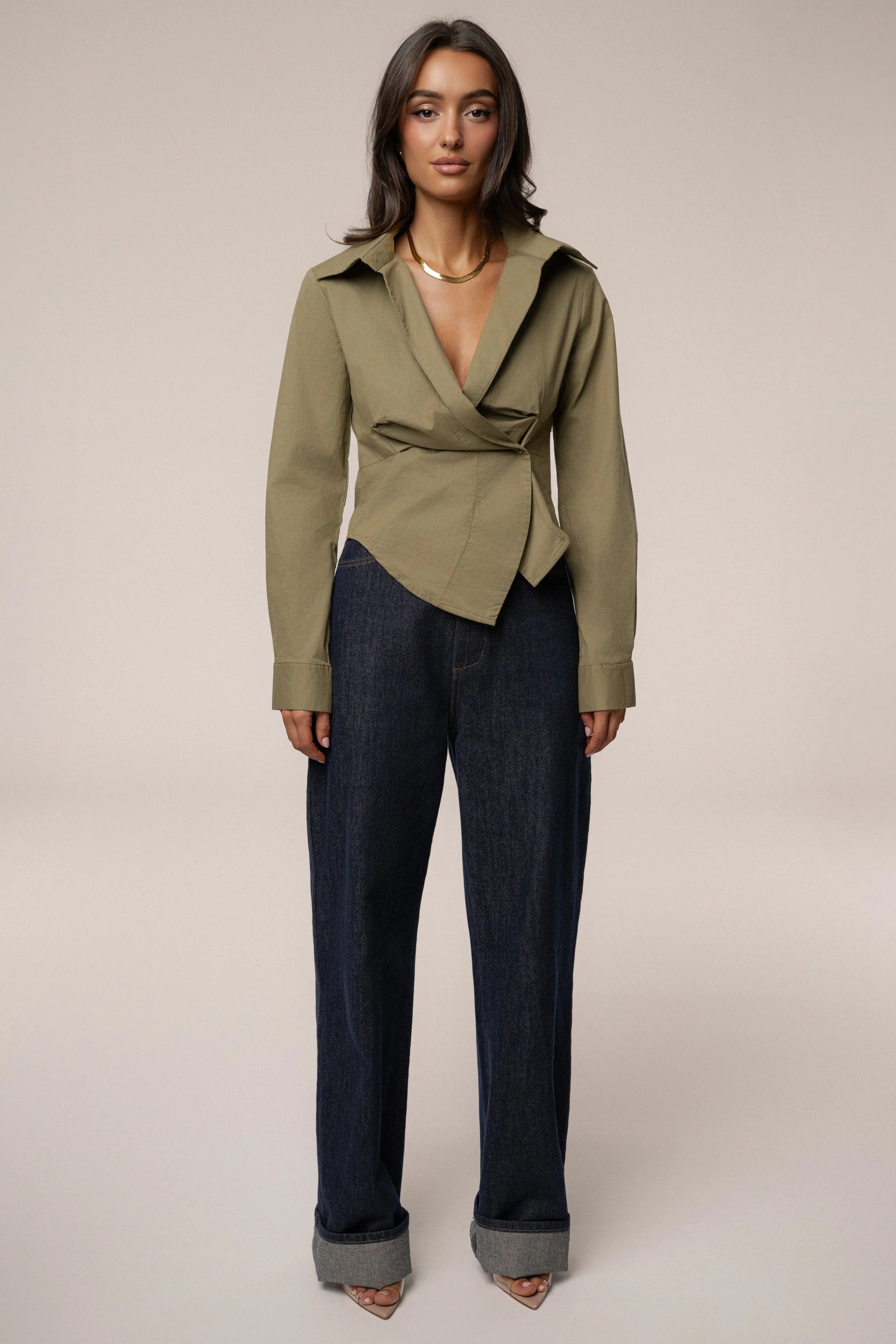 Olive  Sculpt And Form Blouse JLUXLABEL