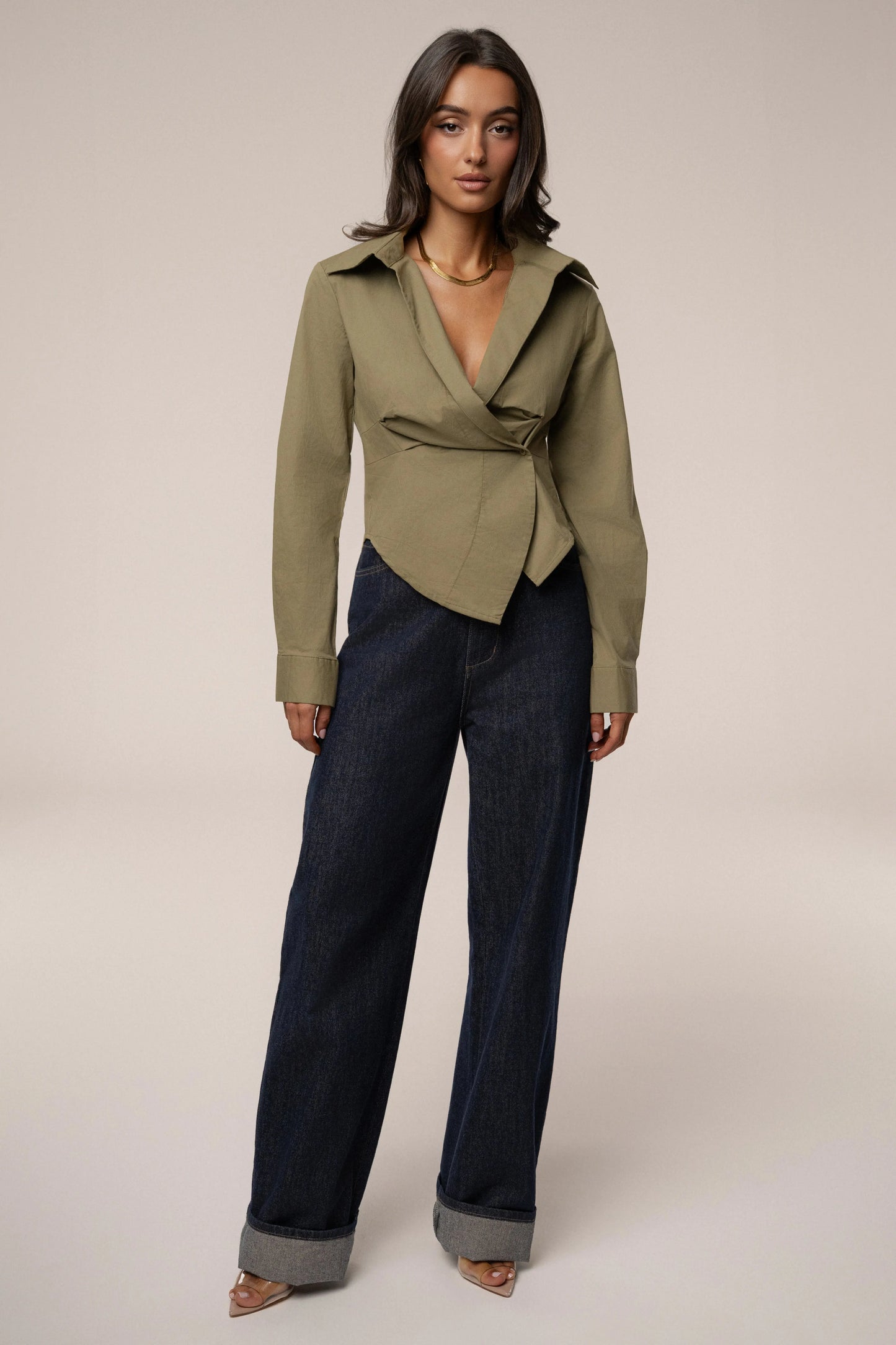 Olive  Sculpt And Form Blouse JLUXLABEL