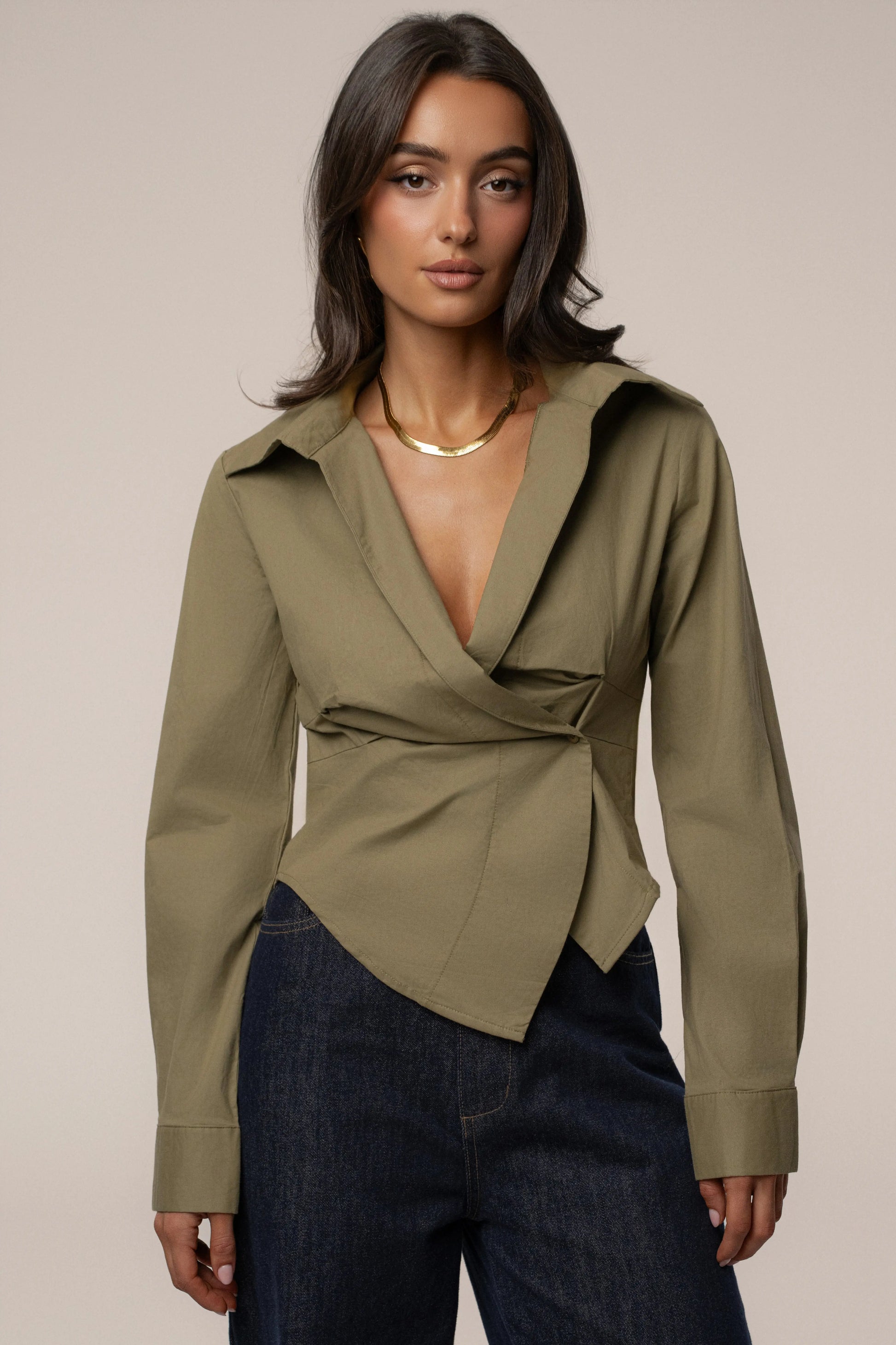 Olive  Sculpt And Form Blouse JLUXLABEL