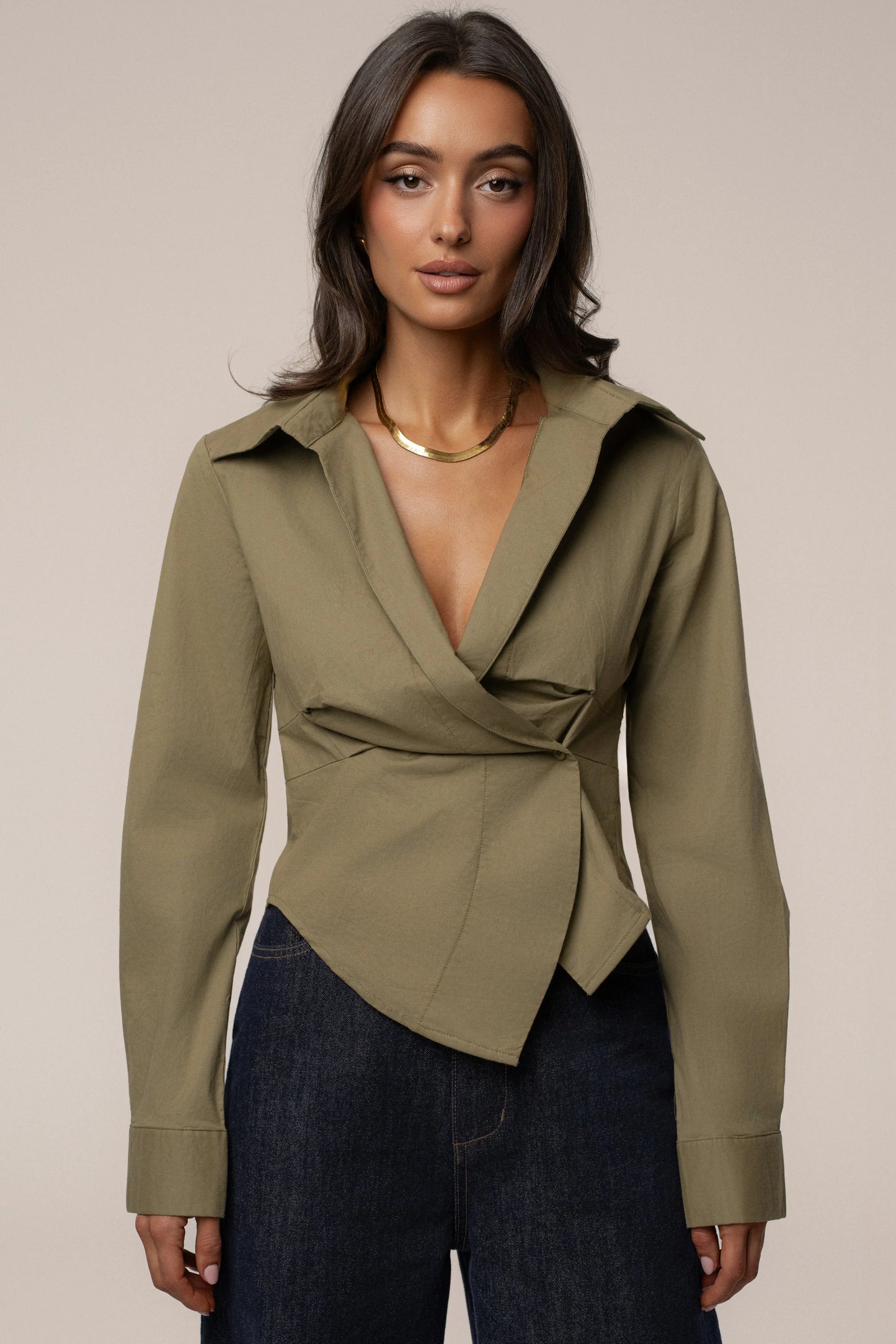 Olive  Sculpt And Form Blouse JLUXLABEL