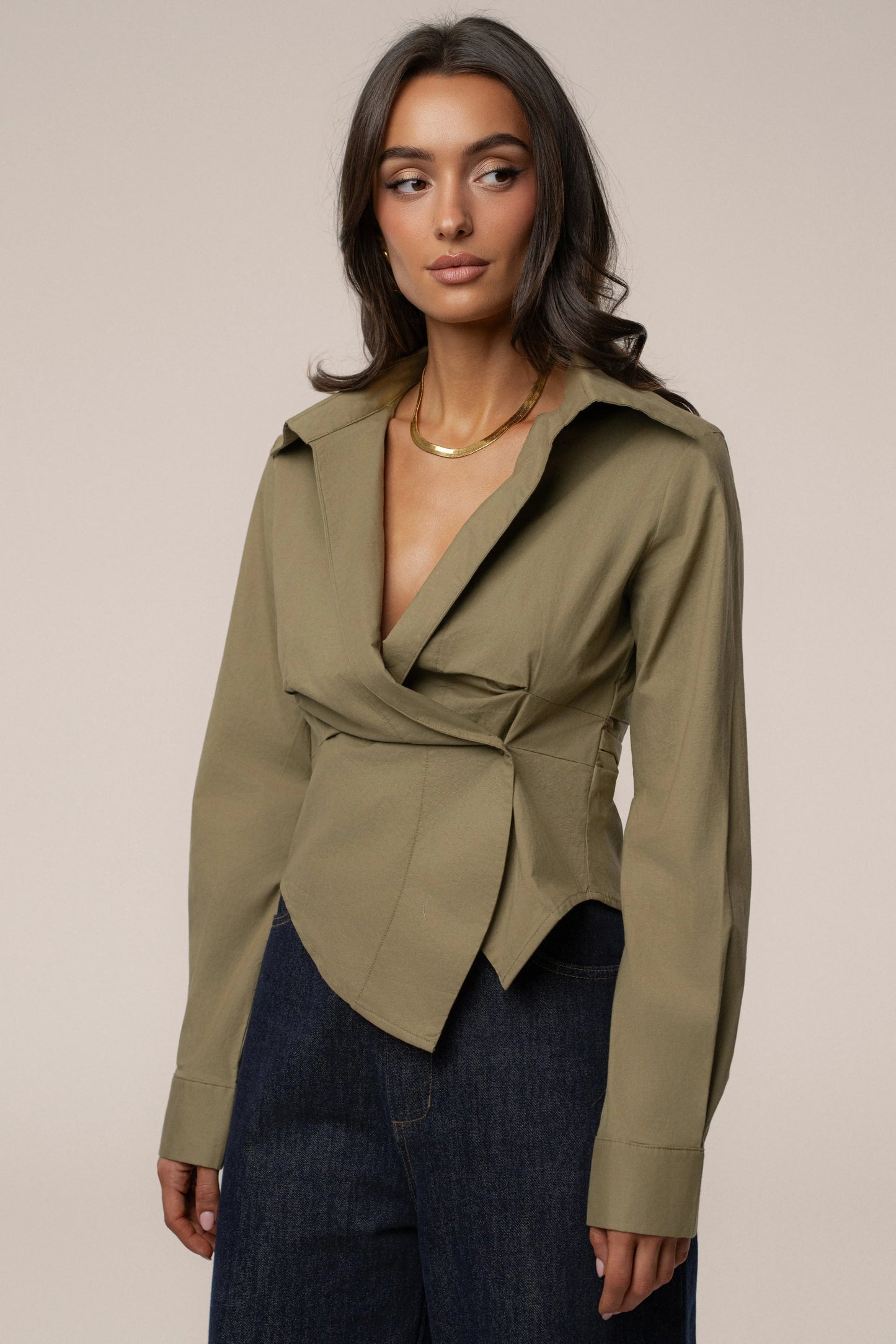 Olive  Sculpt And Form Blouse JLUXLABEL
