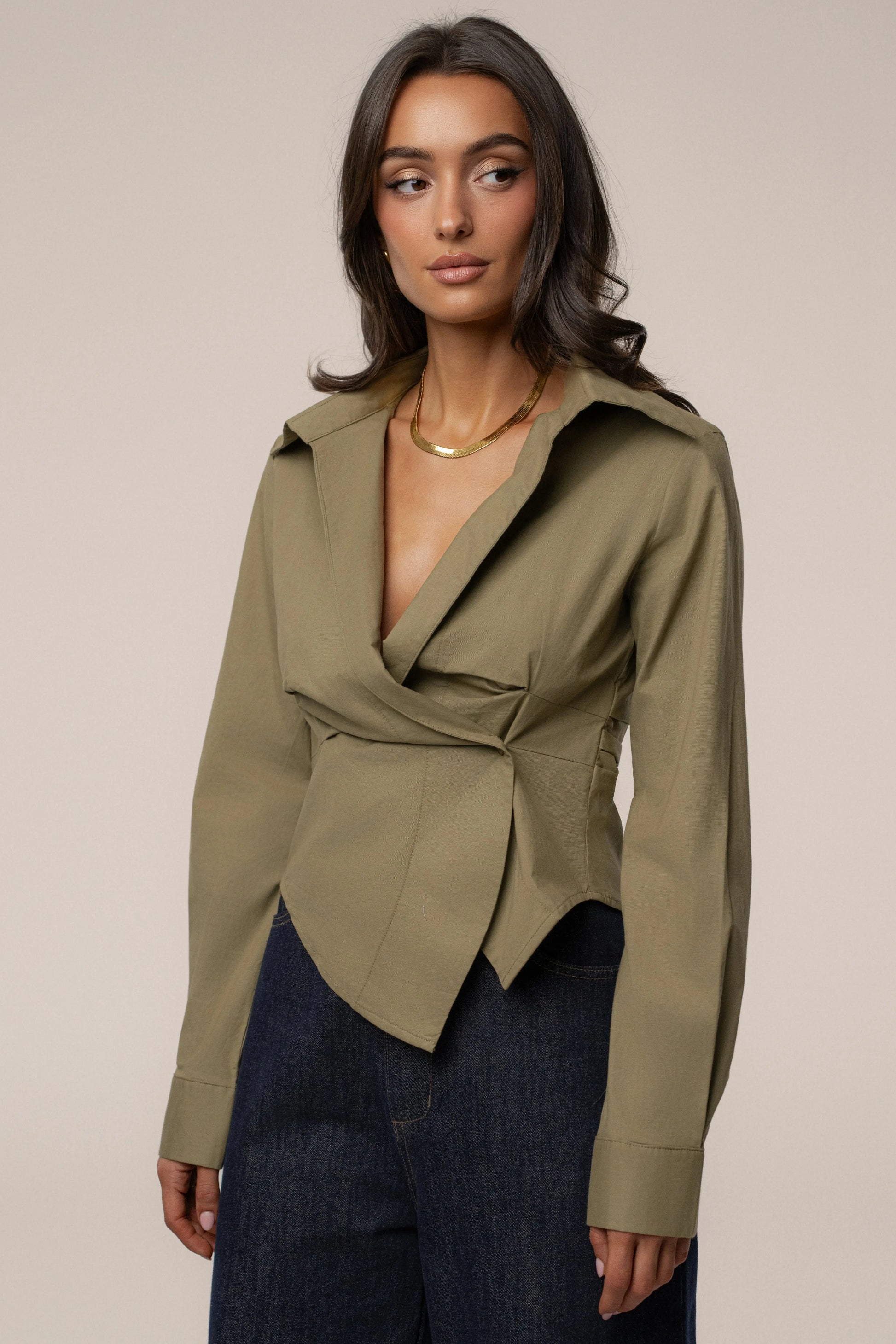 Olive  Sculpt And Form Blouse JLUXLABEL