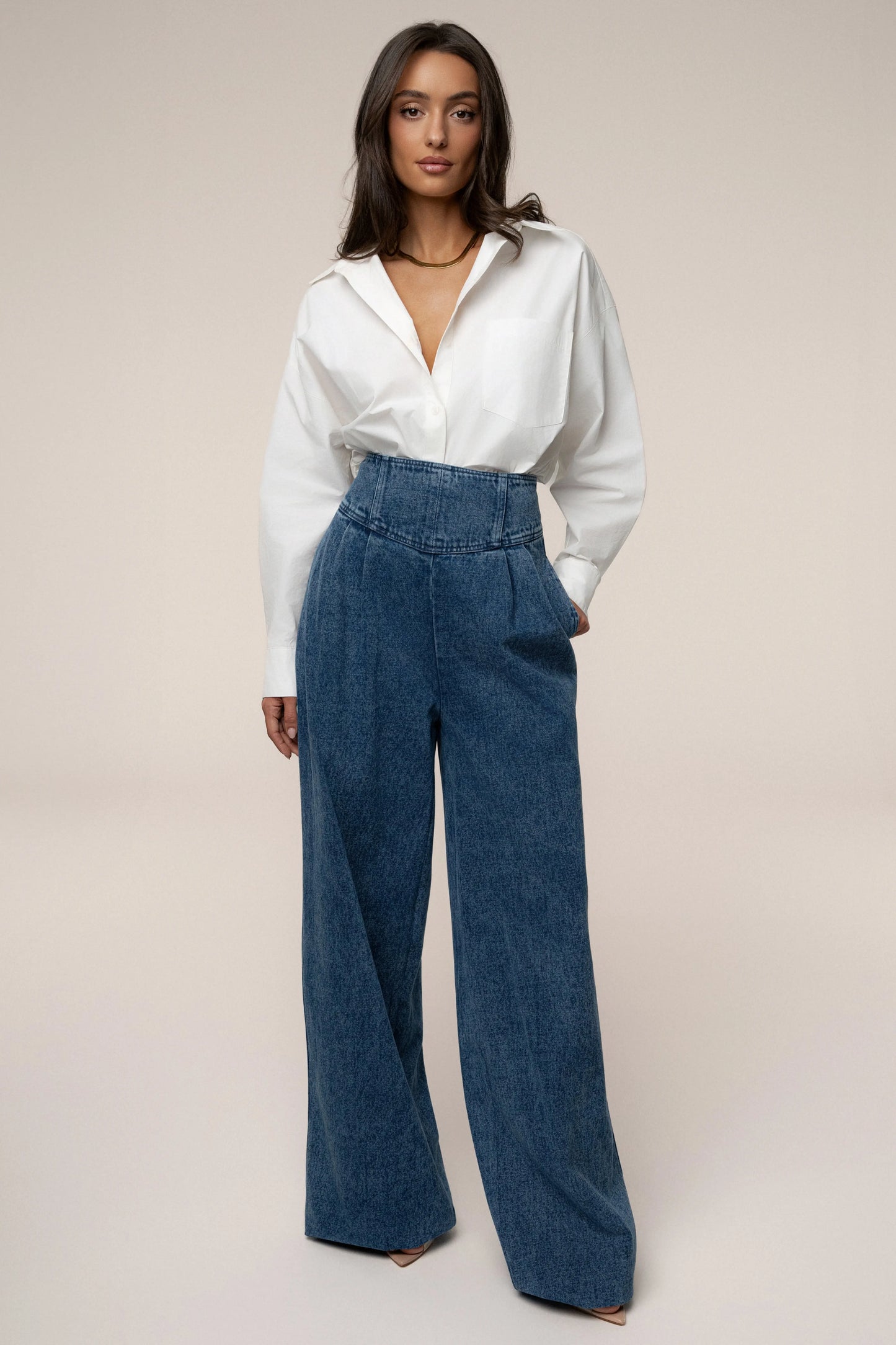 Medium Wash Denim Legacy Pleated Pants JLUXLABEL