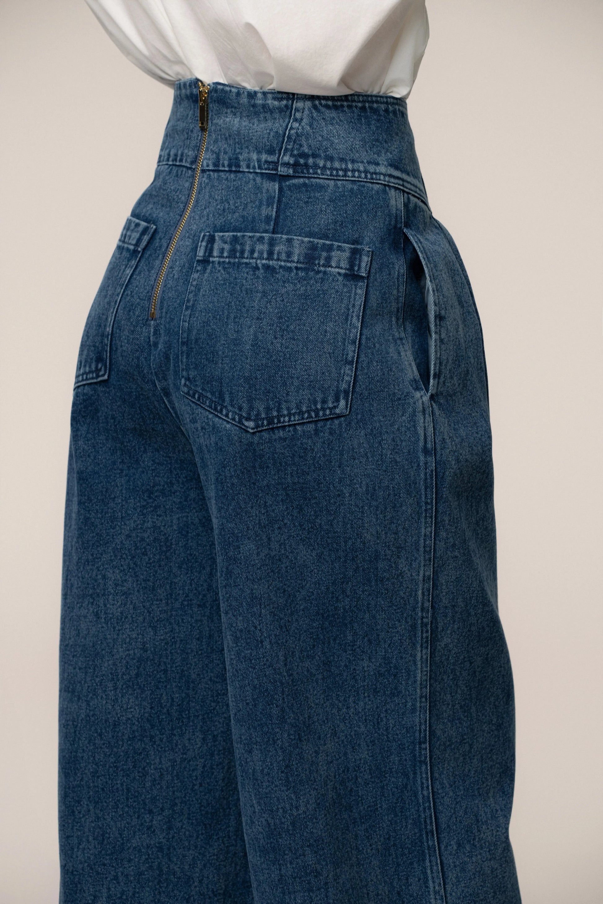 Medium Wash Denim Legacy Pleated Pants JLUXLABEL