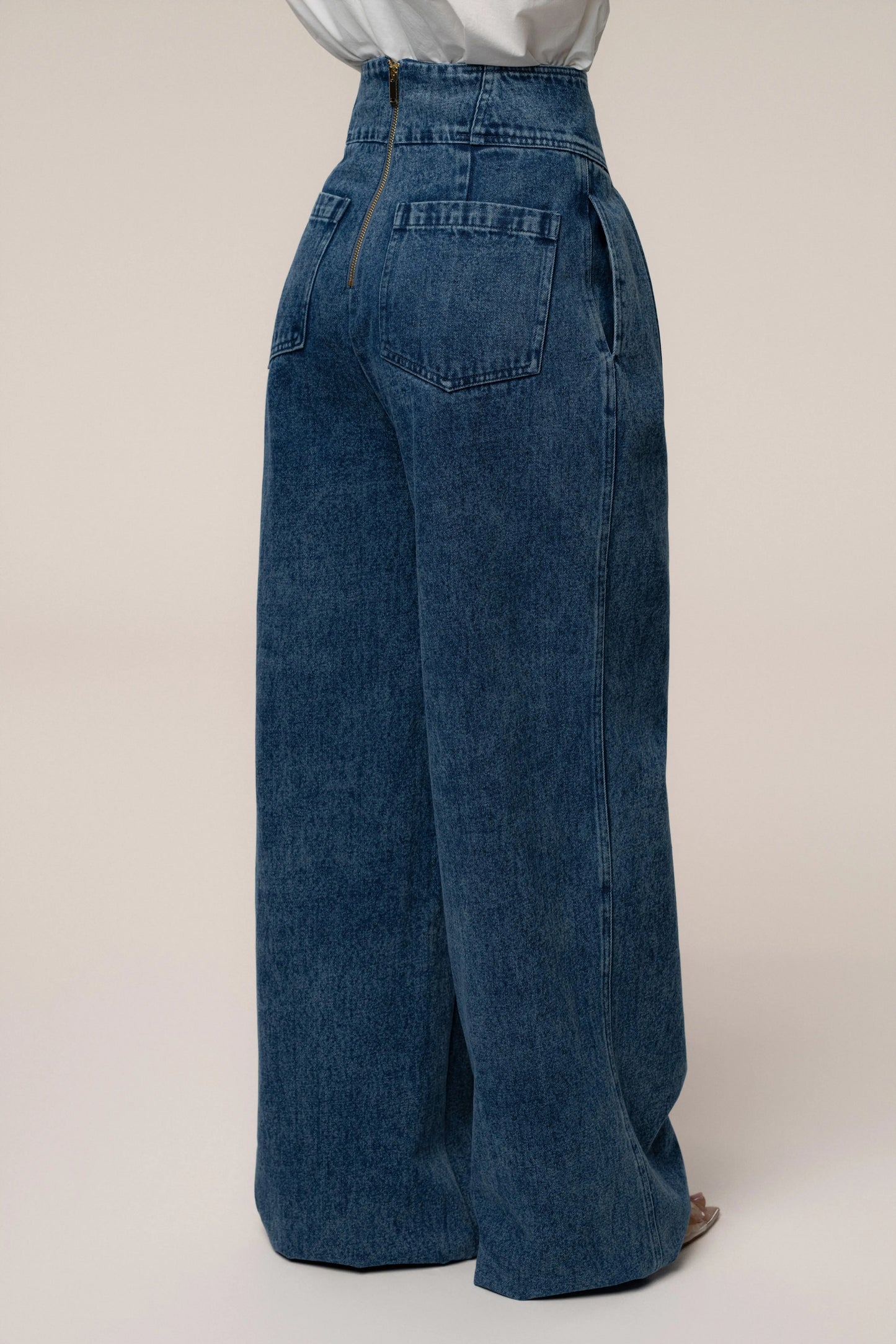 Medium Wash Denim Legacy Pleated Pants JLUXLABEL