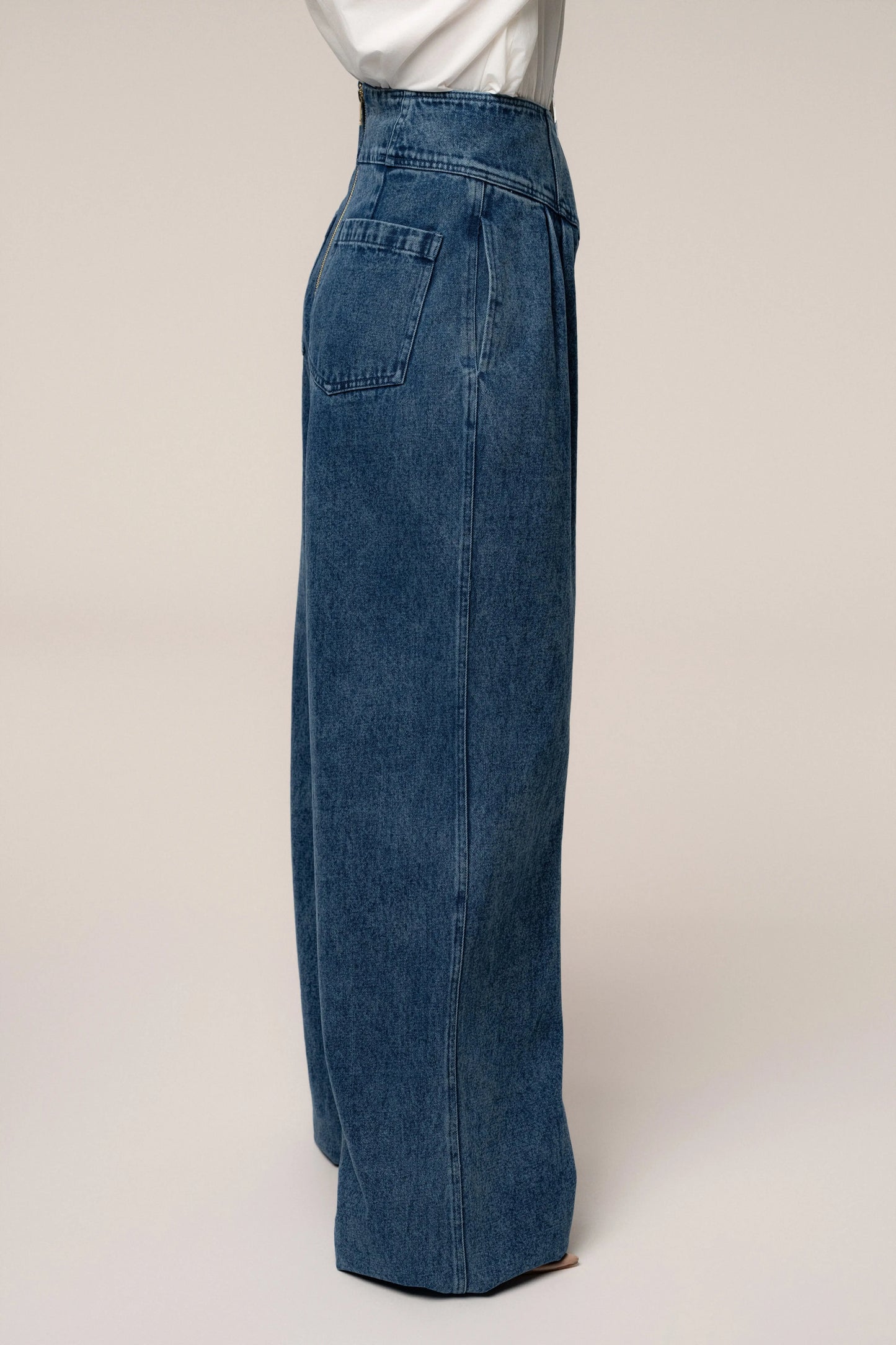 Medium Wash Denim Legacy Pleated Pants JLUXLABEL