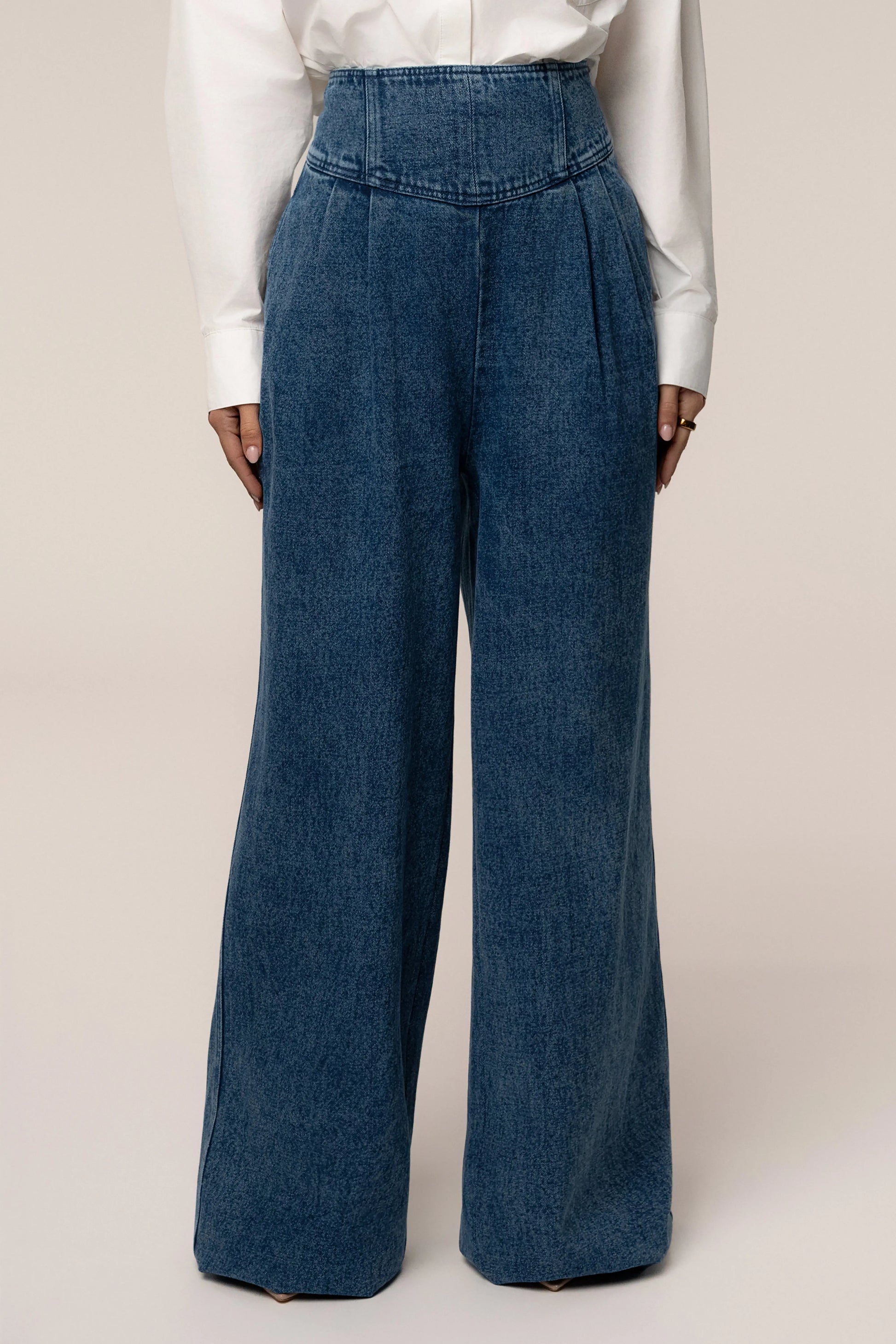 Medium Wash Denim Legacy Pleated Pants JLUXLABEL