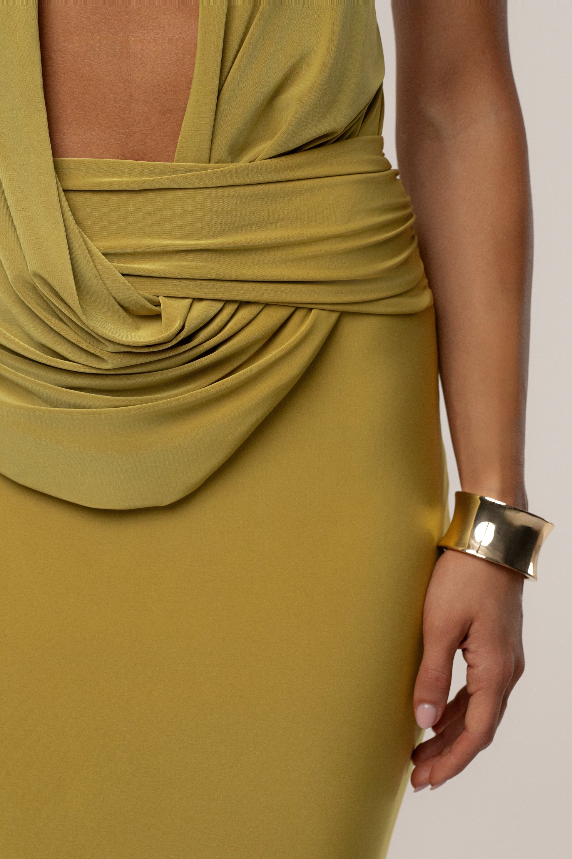 Moss Dawn Draped Maxi Dress JLUXLABEL