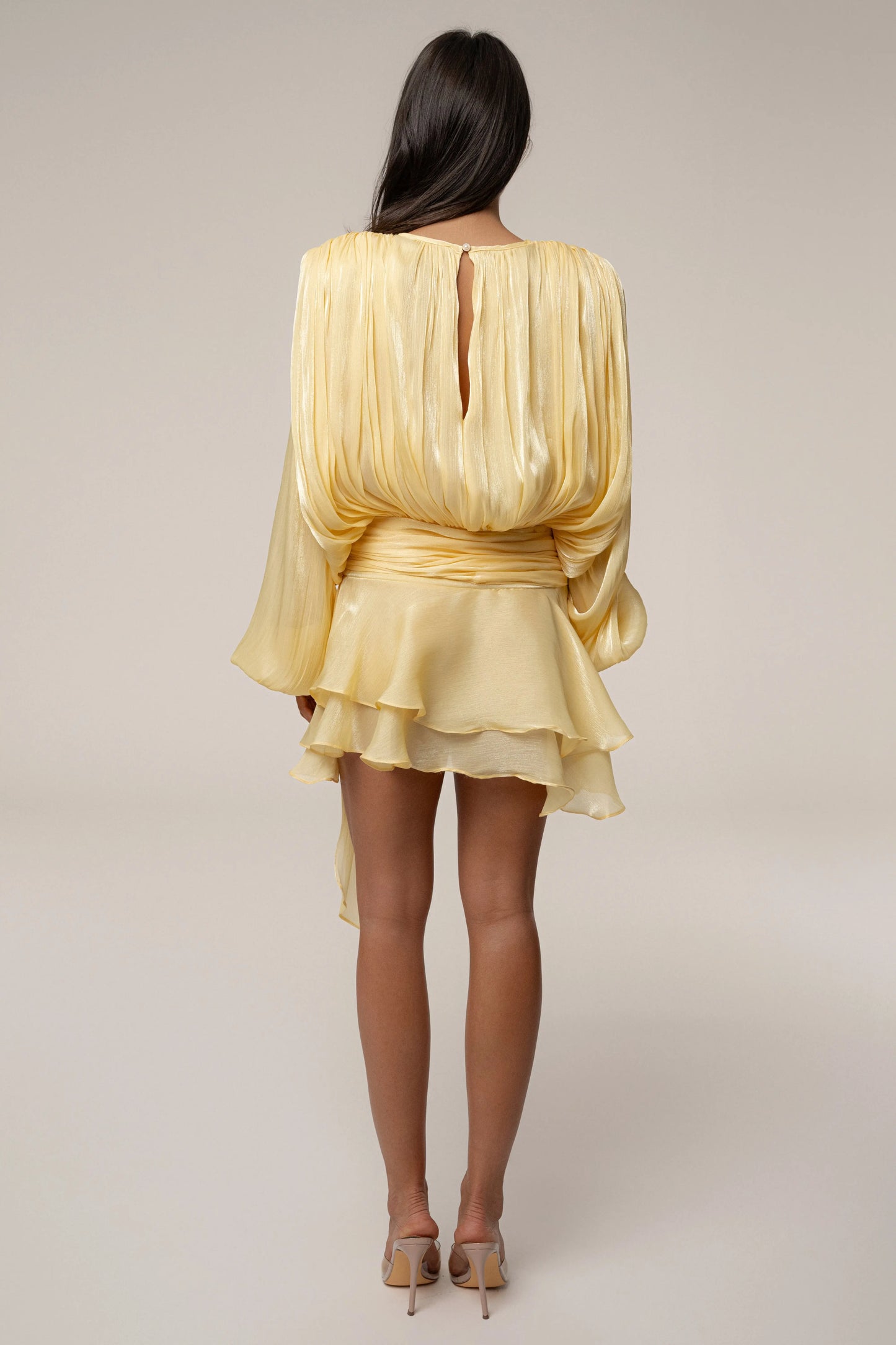 Yellow Pure Glow Draped Mini Dress JLUXLABEL