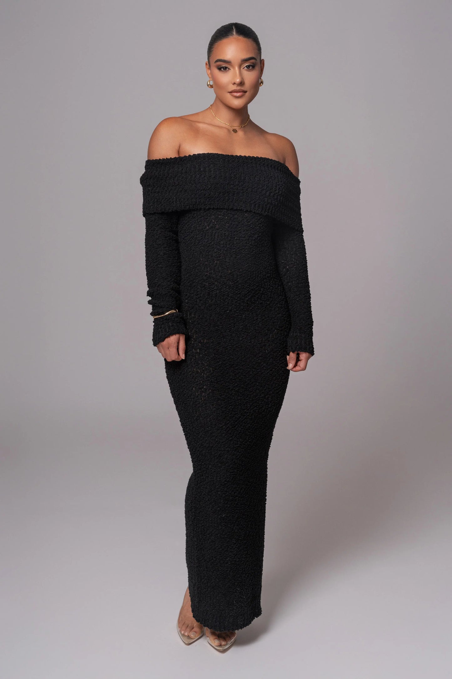 Black Olivea Knit Maxi Dress JLUXLABEL