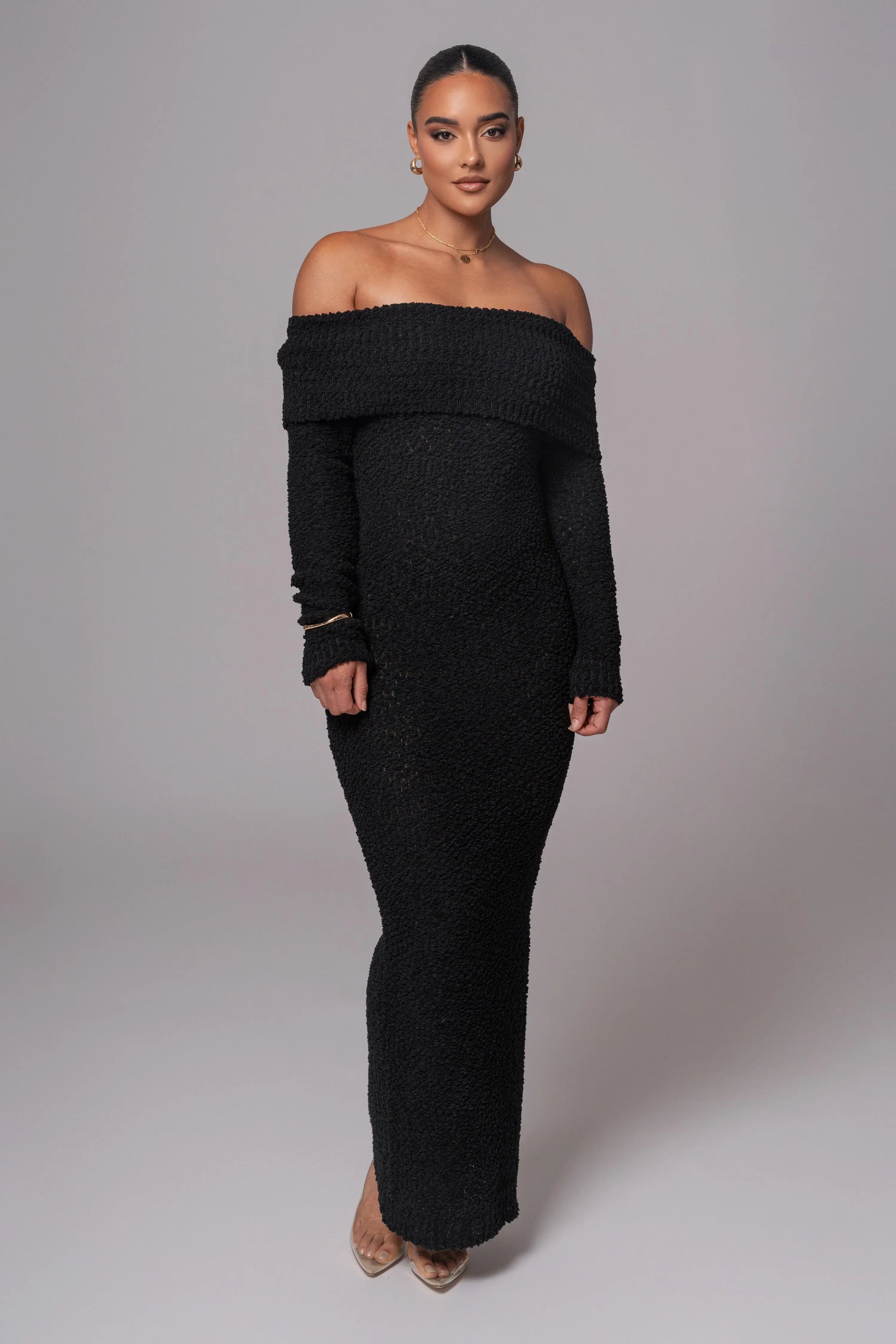 Black Olivea Knit Maxi Dress JLUXLABEL