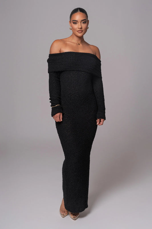 Black Olivea Knit Maxi Dress JLUXLABEL