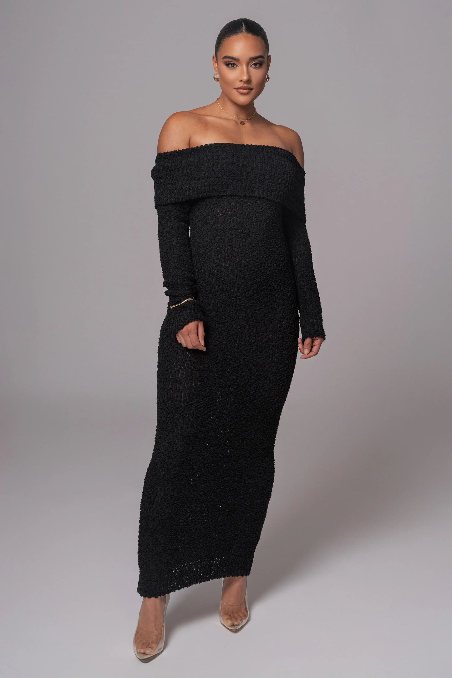 Black Olivea Knit Maxi Dress JLUXLABEL