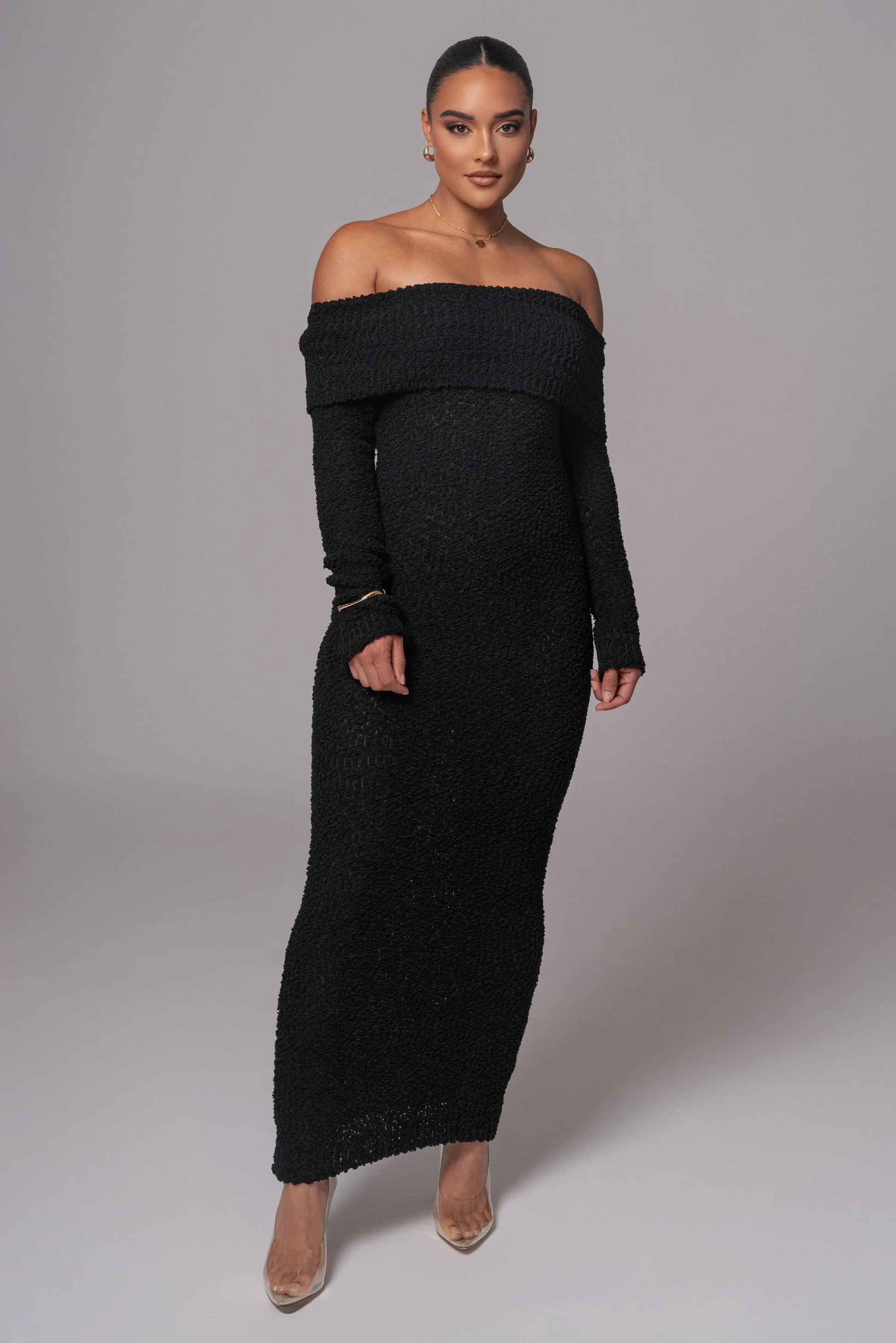 Black Olivea Knit Maxi Dress JLUXLABEL