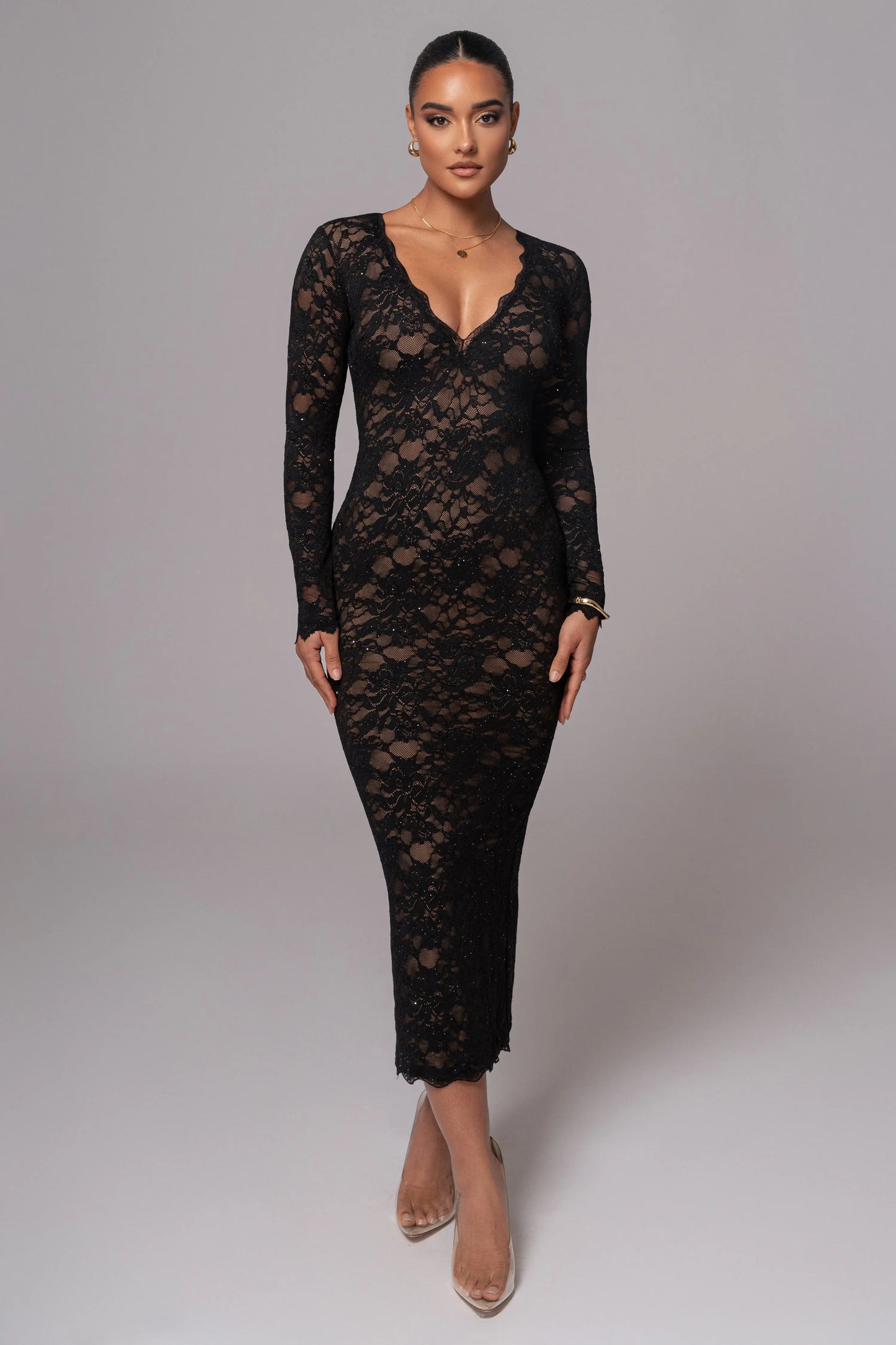 Black Canada Lace Maxi Dress JLUXLABEL