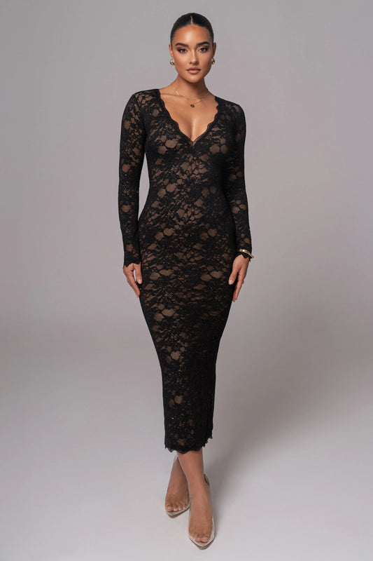 Black Canada Lace Maxi Dress JLUXLABEL