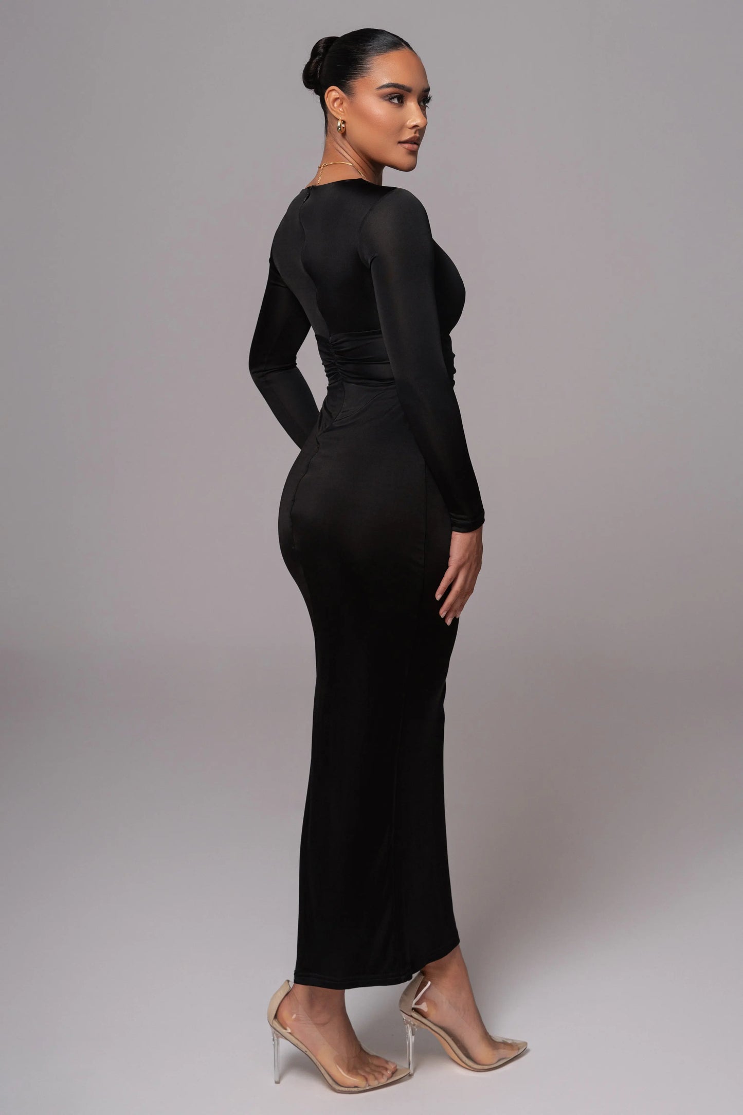 Black Soiree Cutout Maxi Dress JLUXLABEL