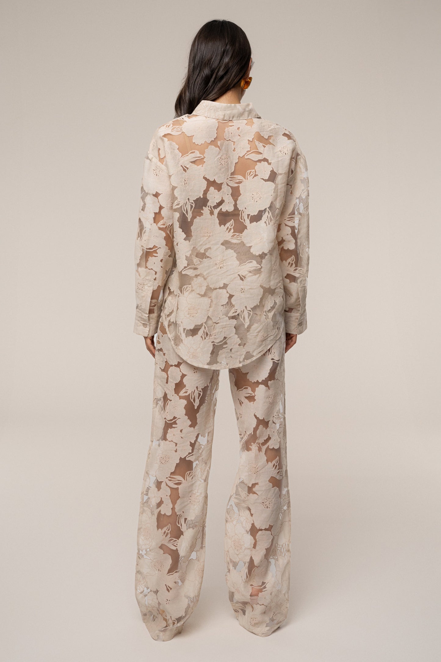 PRE-ORDER Beige Organza Floral Blouse JLUXLABEL