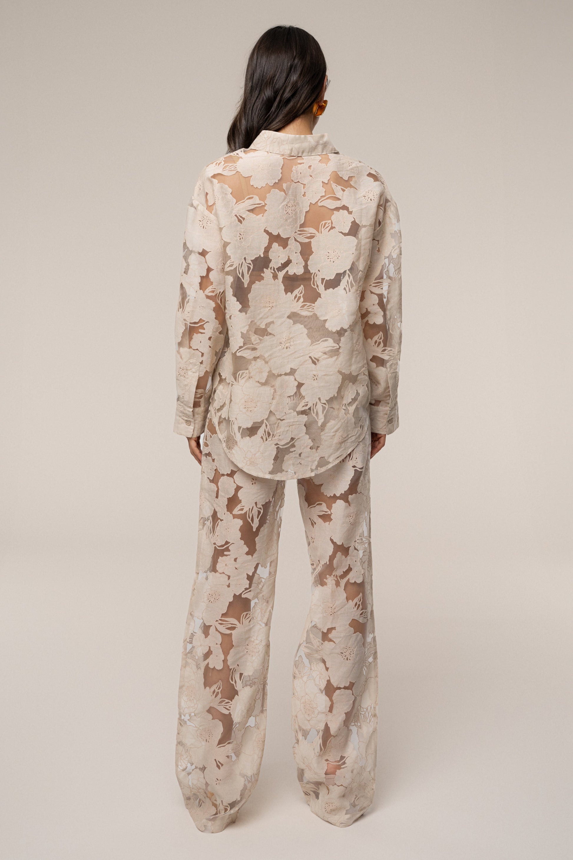 PRE-ORDER Beige Organza Floral Blouse JLUXLABEL