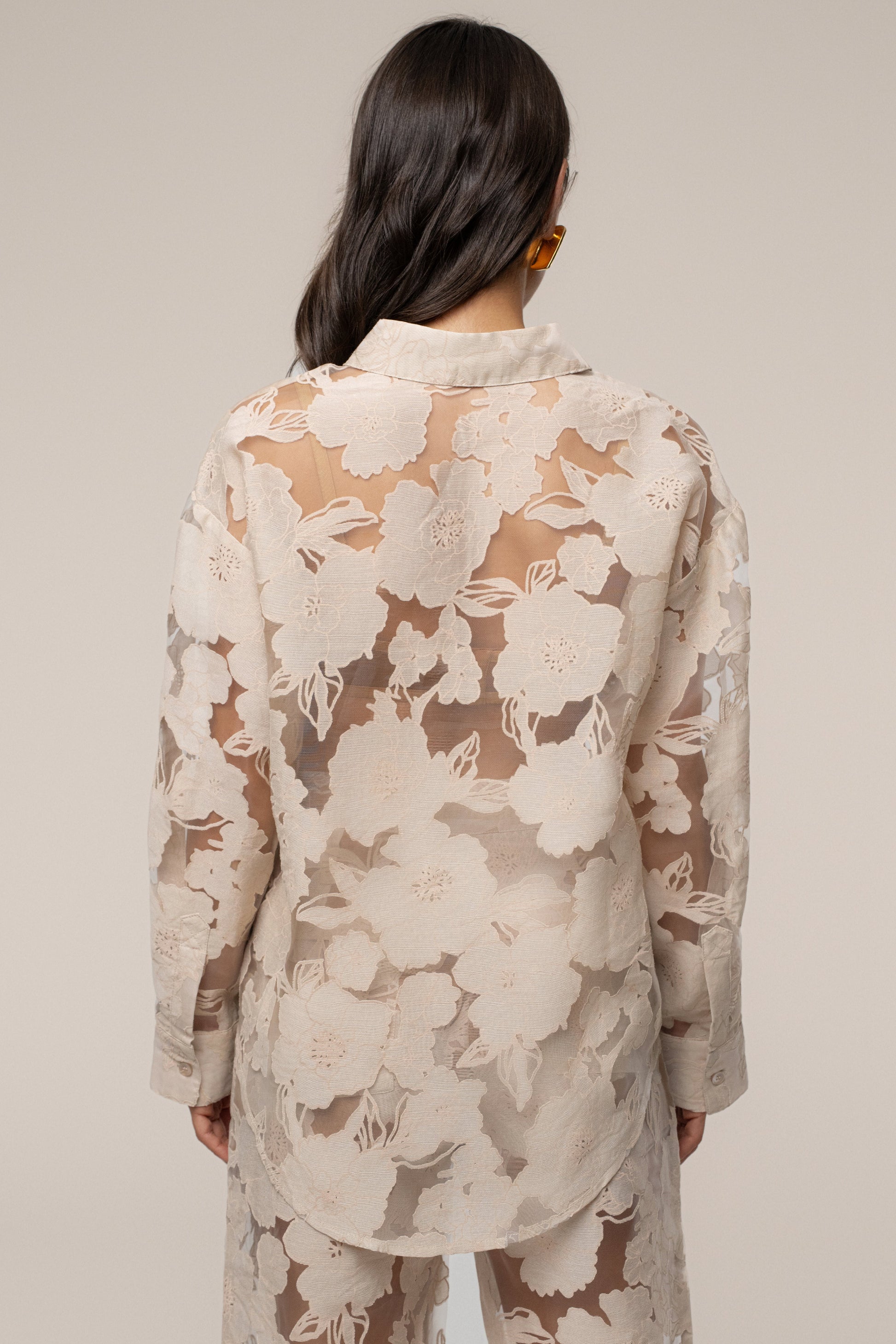 PRE-ORDER Beige Organza Floral Blouse JLUXLABEL