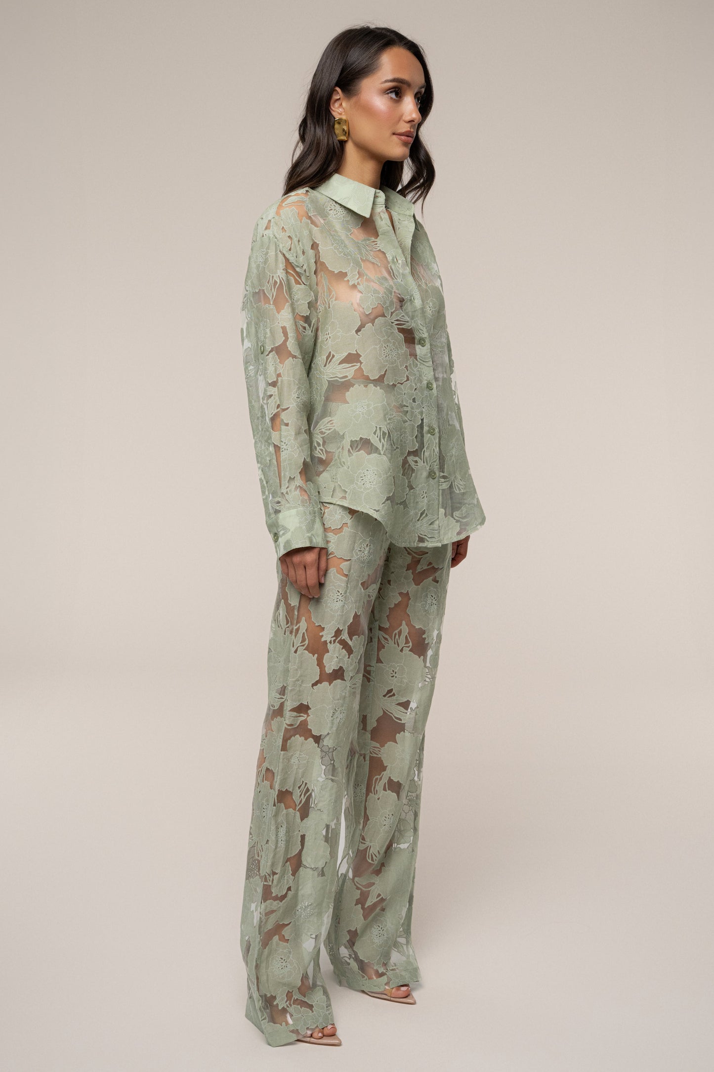 PRE-ORDER Sage Organza Floral Blouse JLUXLABEL
