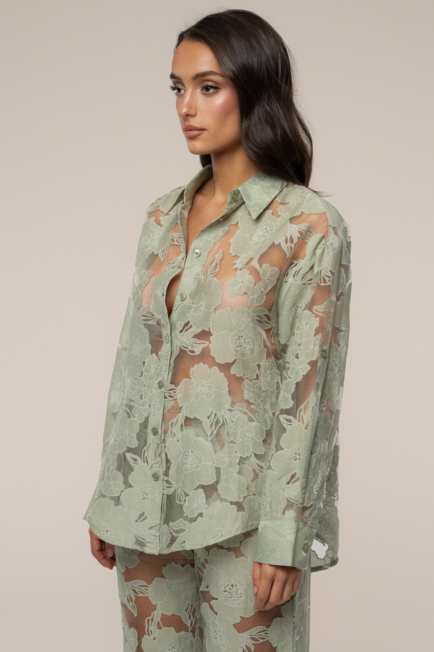 PRE-ORDER Sage Organza Floral Blouse JLUXLABEL