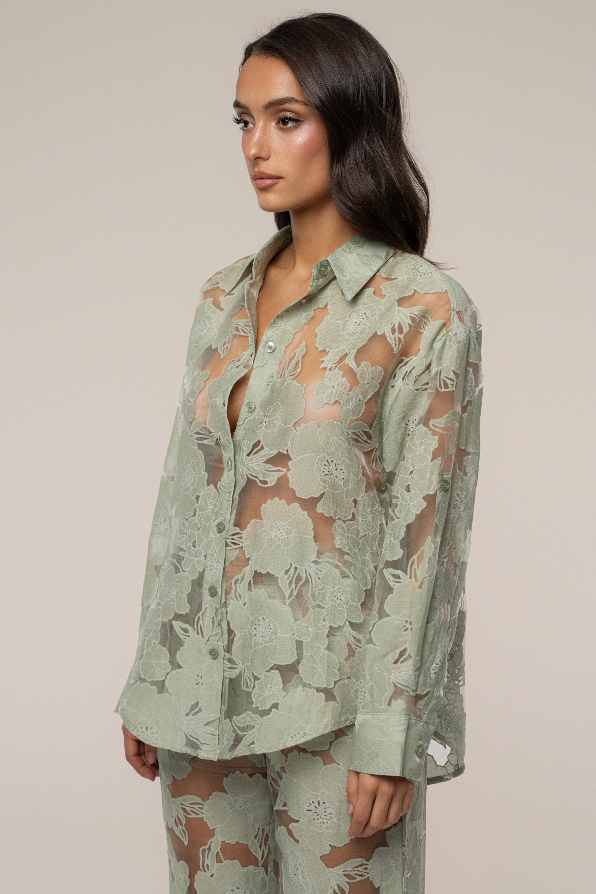 PRE-ORDER Sage Organza Floral Blouse JLUXLABEL