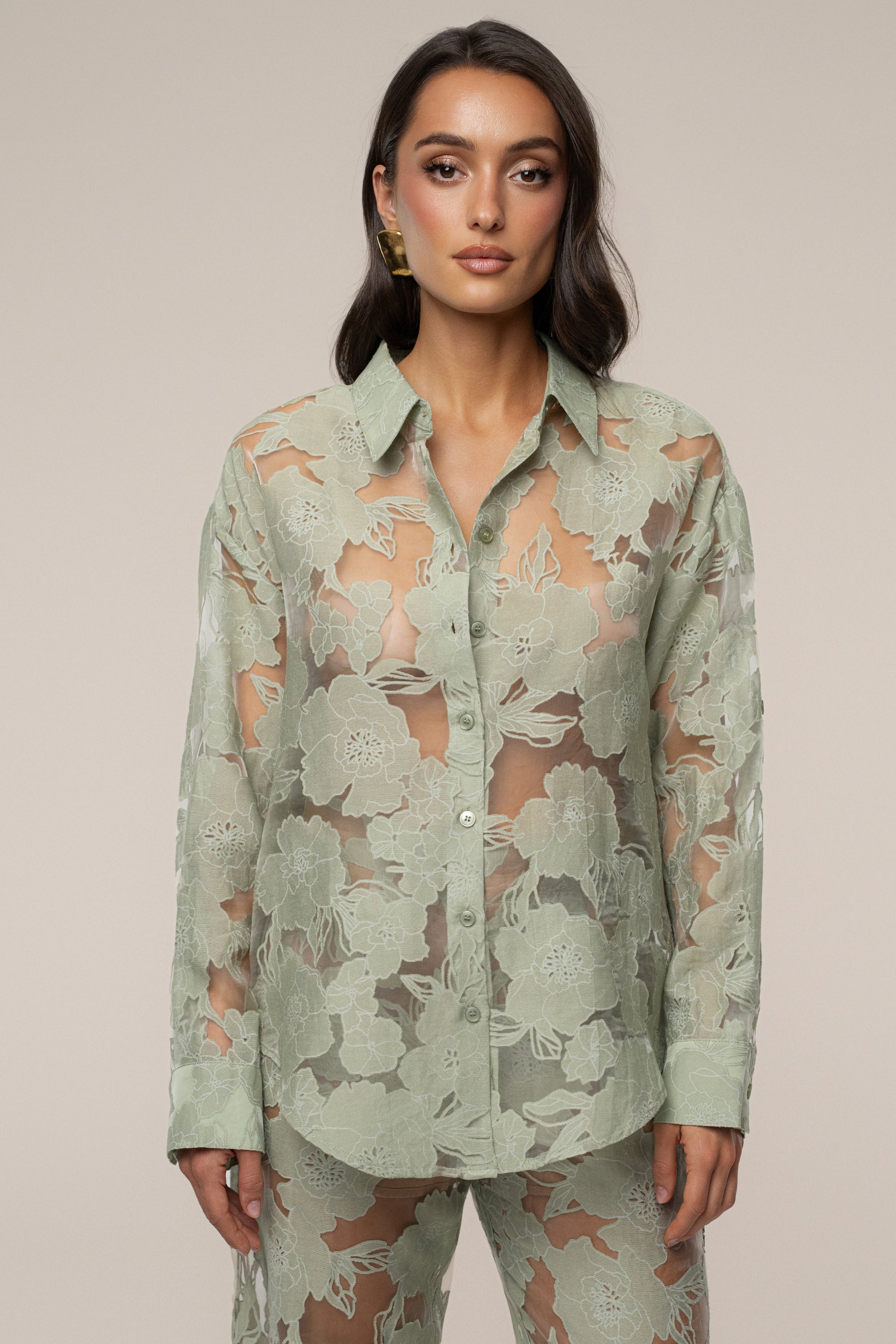 PRE-ORDER Sage Organza Floral Blouse JLUXLABEL