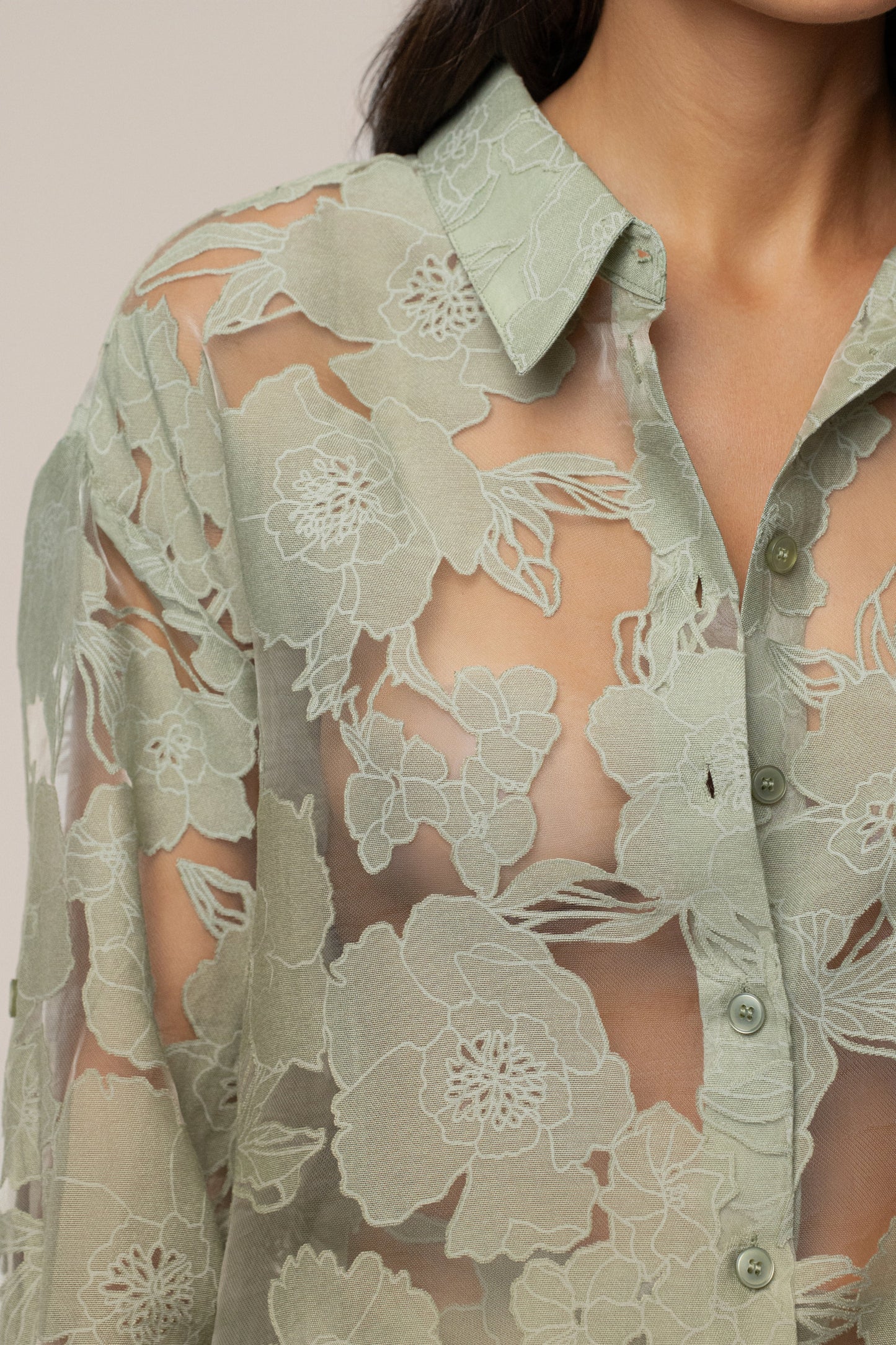 PRE-ORDER Sage Organza Floral Blouse JLUXLABEL
