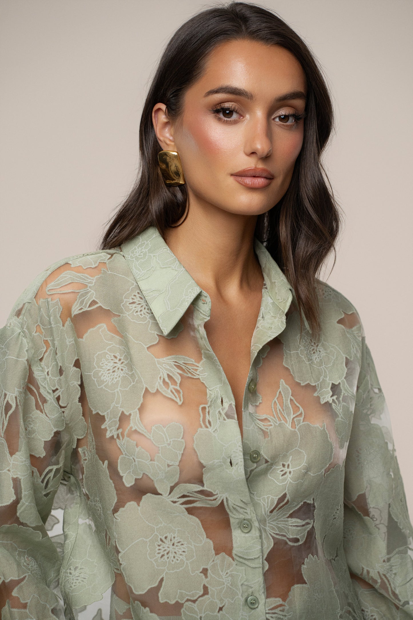 PRE-ORDER Sage Organza Floral Blouse JLUXLABEL
