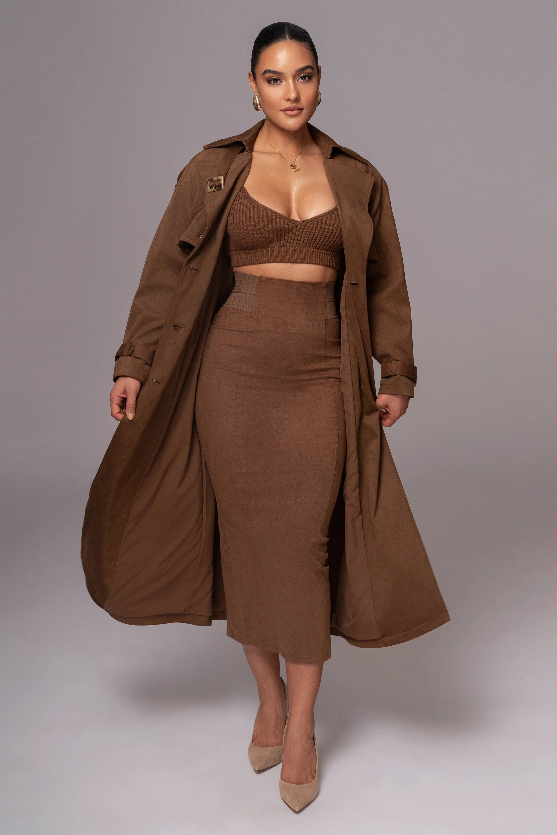 Chocolate Elite Suede Coat JLUXLABEL