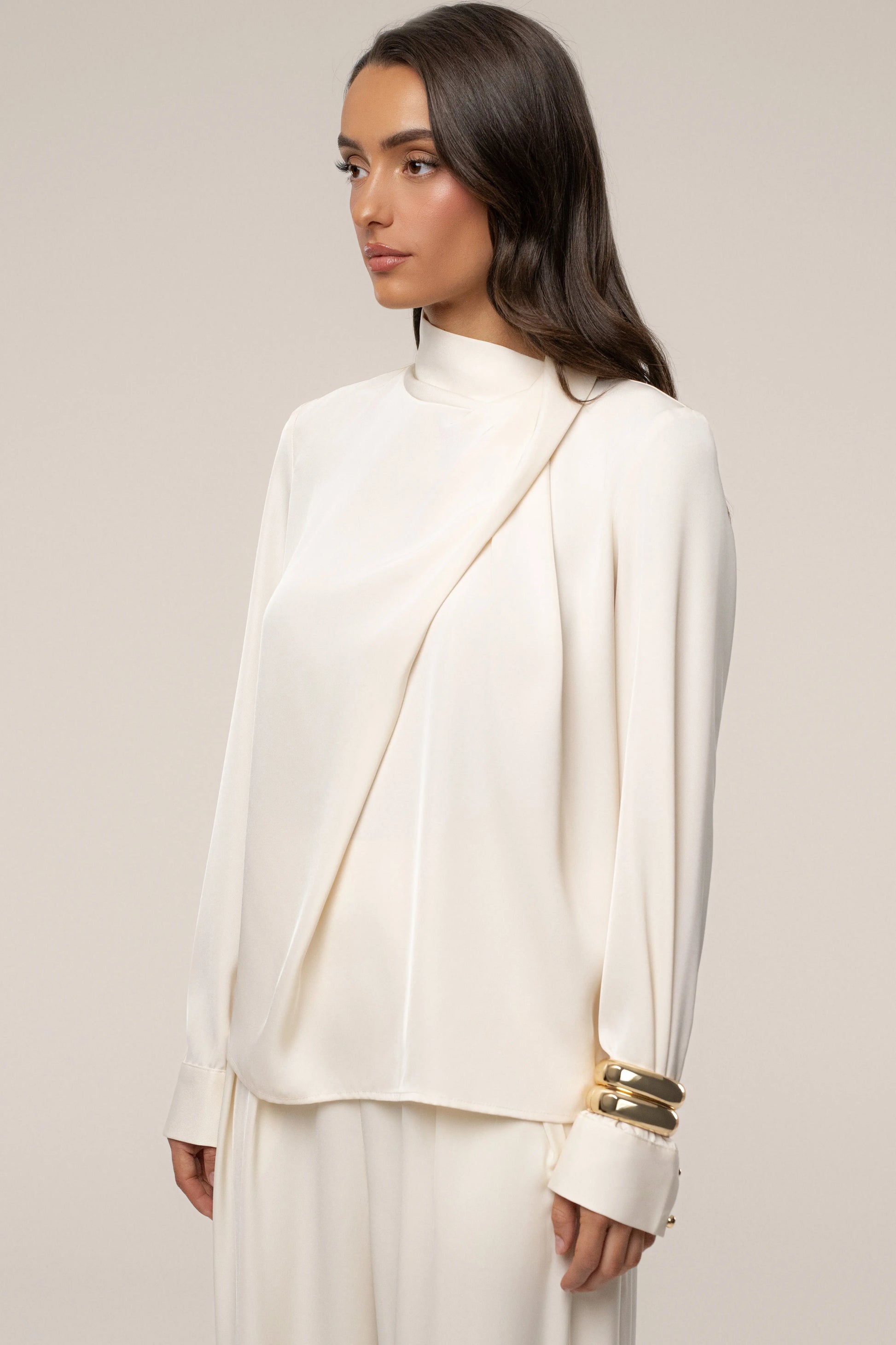 Buttercream Alexa Satin Blouse JLUXLABEL