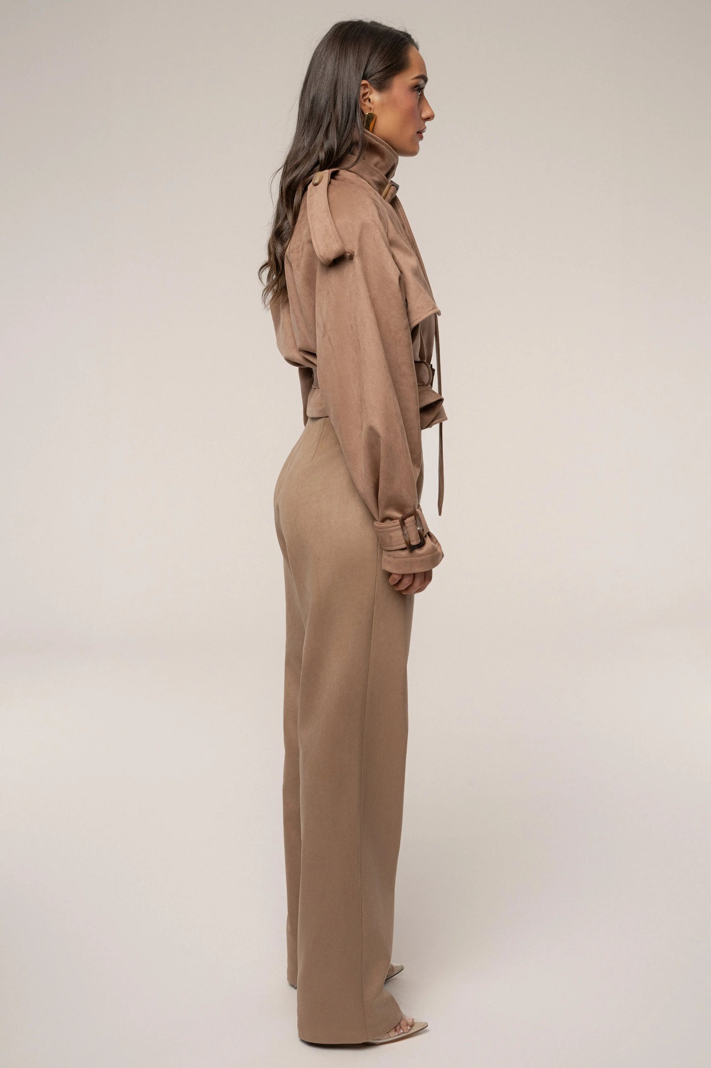 Beige Heidi Belted Suede Pant JLUXLABEL