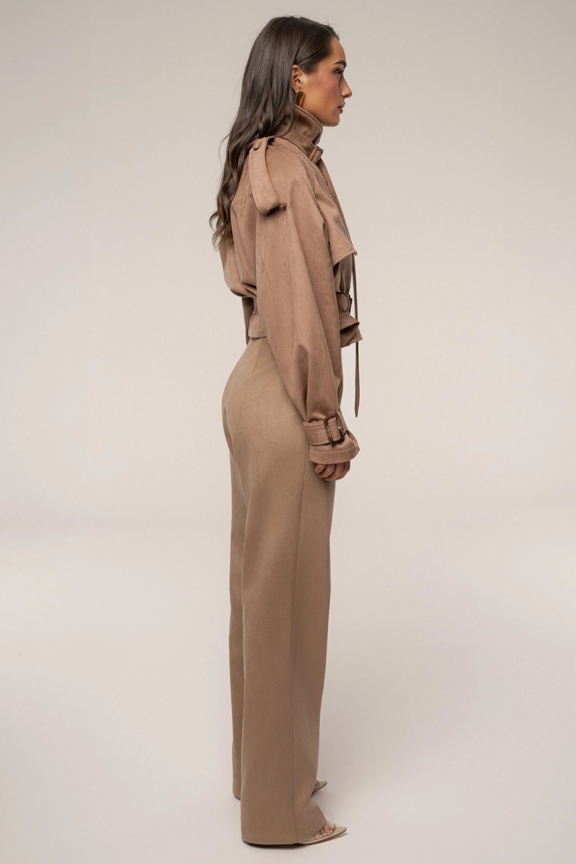 Beige Heidi Belted Suede Pant JLUXLABEL