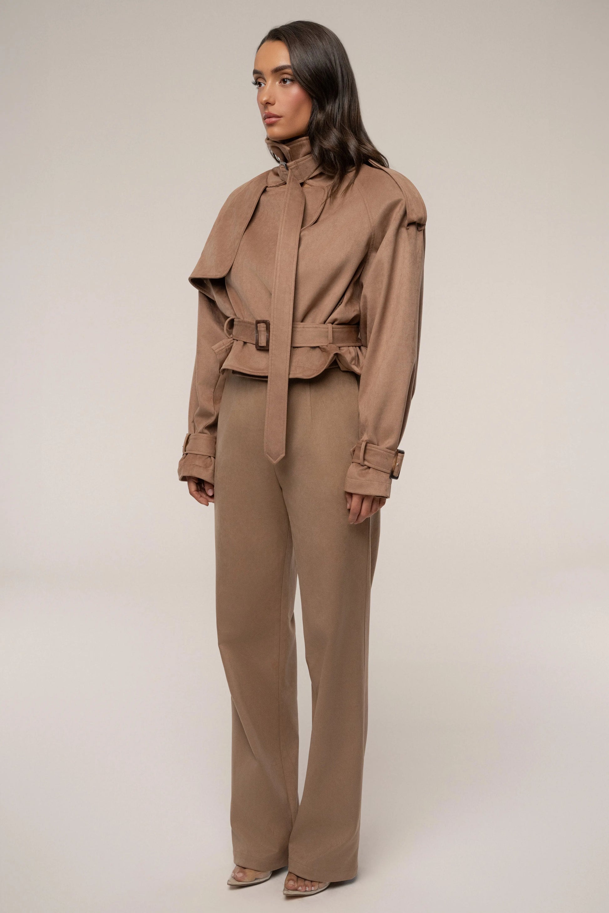 Beige Heidi Belted Suede Pant JLUXLABEL