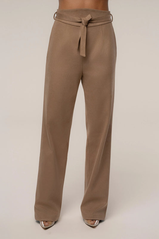 Beige Heidi Belted Suede Pant JLUXLABEL