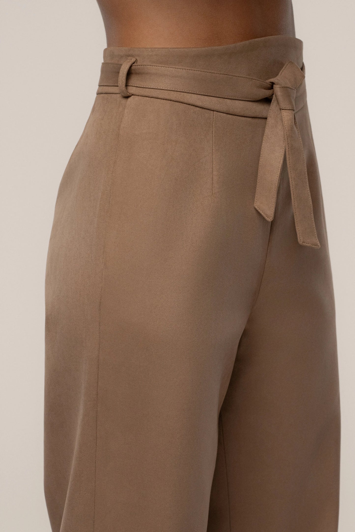 Beige Heidi Belted Suede Pant JLUXLABEL