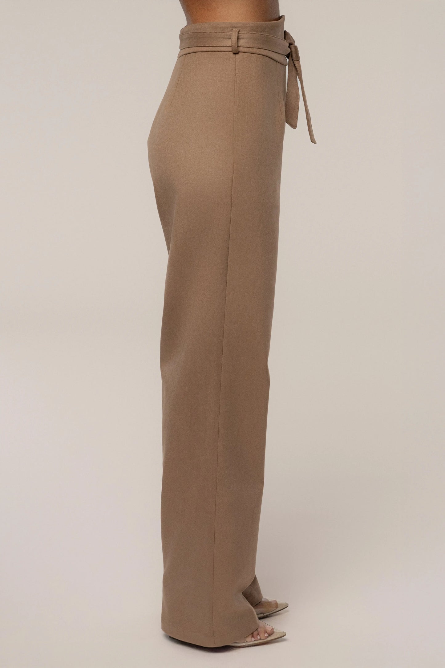 Beige Heidi Belted Suede Pant JLUXLABEL