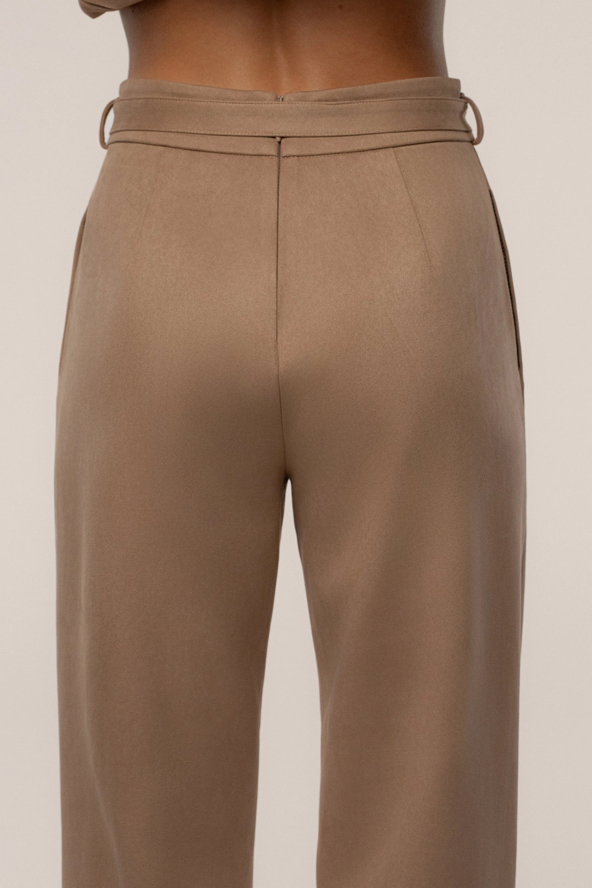 Beige Heidi Belted Suede Pant JLUXLABEL