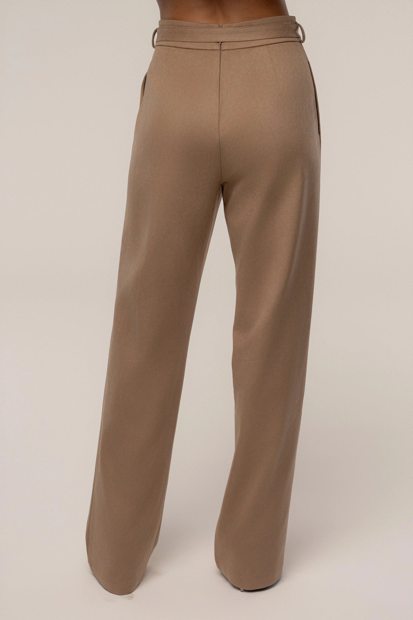 Beige Heidi Belted Suede Pant JLUXLABEL