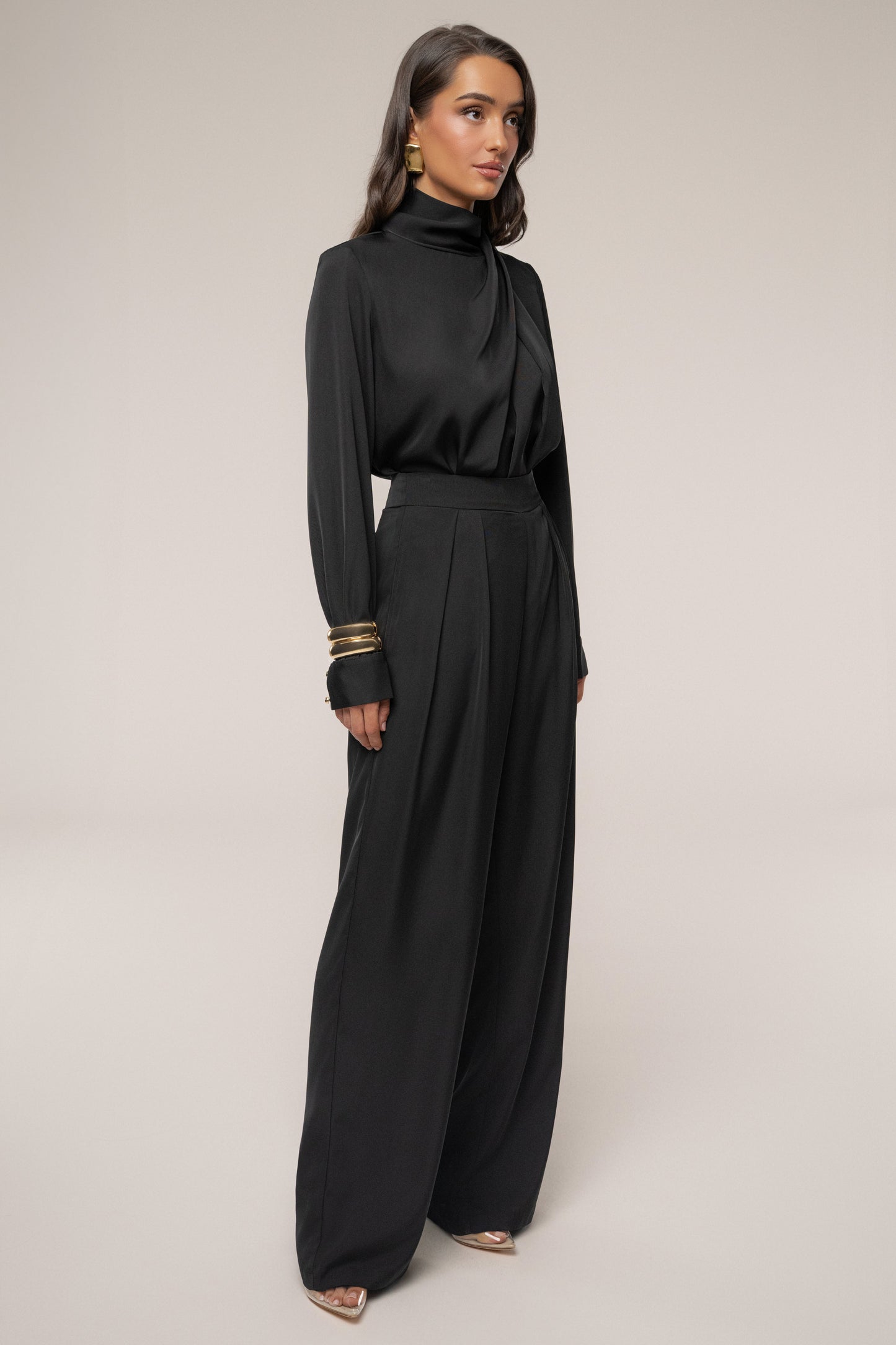 Black Alexa Satin Blouse