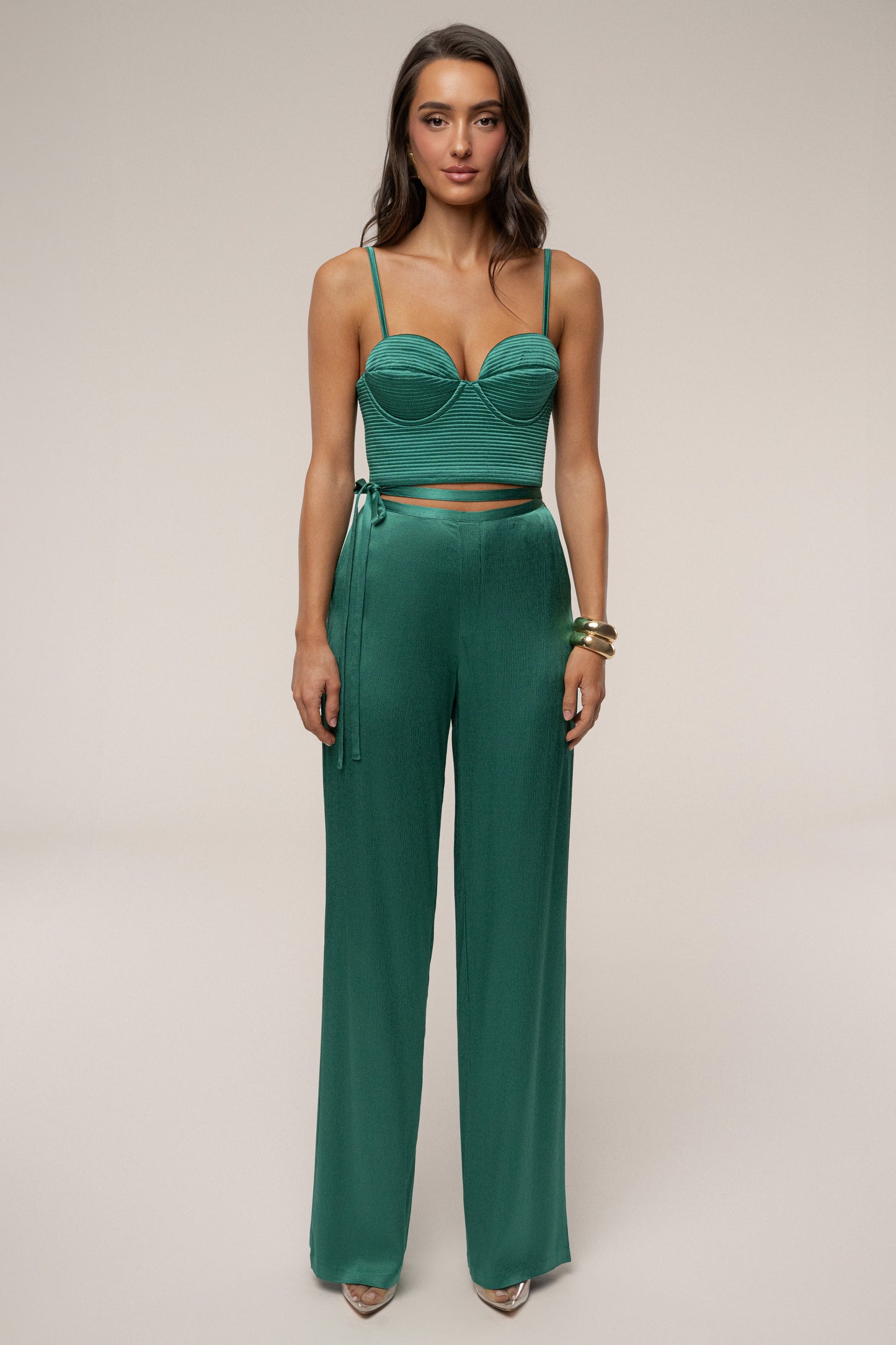 Emerald Deserae Satin Pants