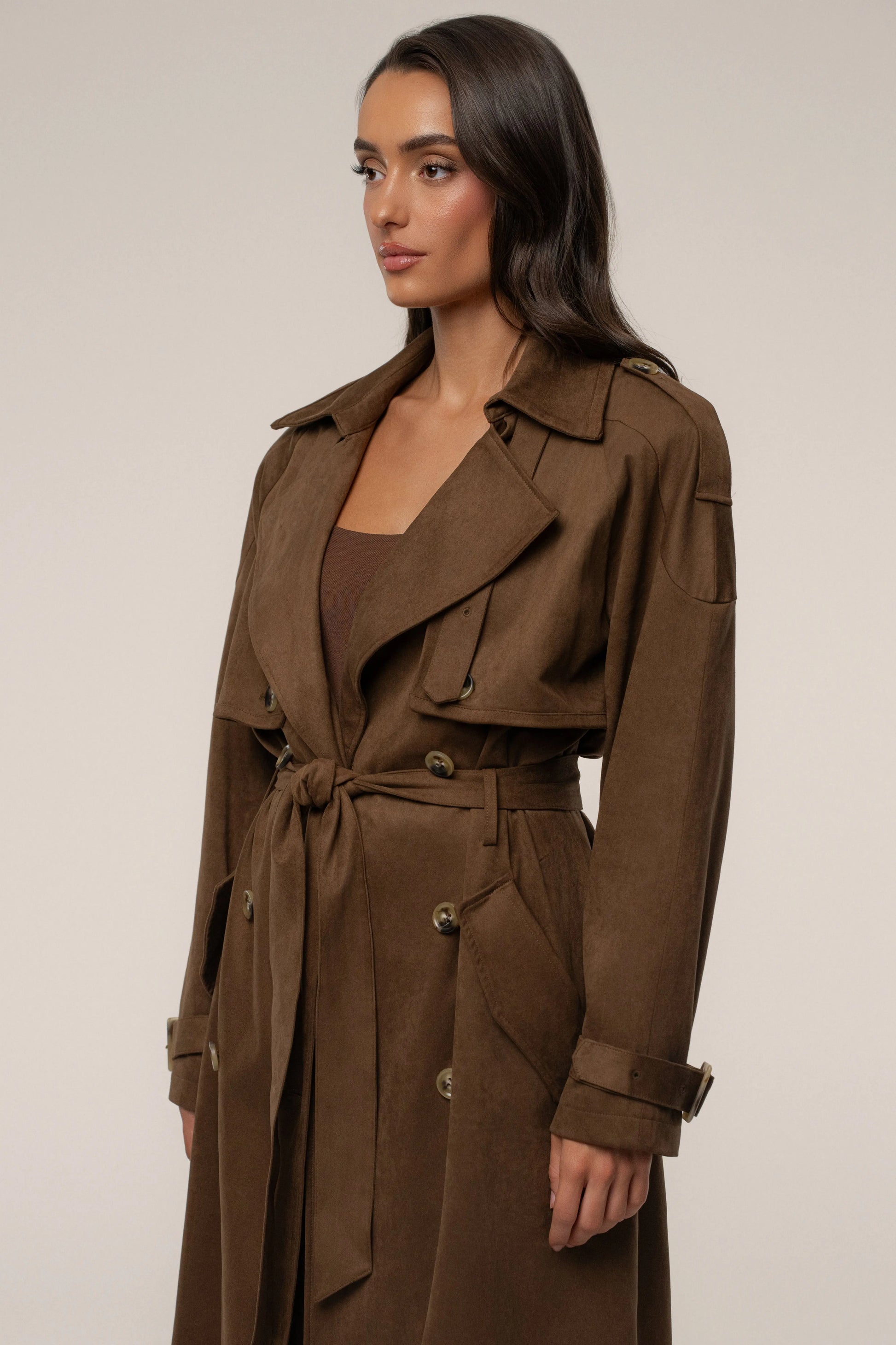 Chocolate Elite Suede Coat JLUXLABEL