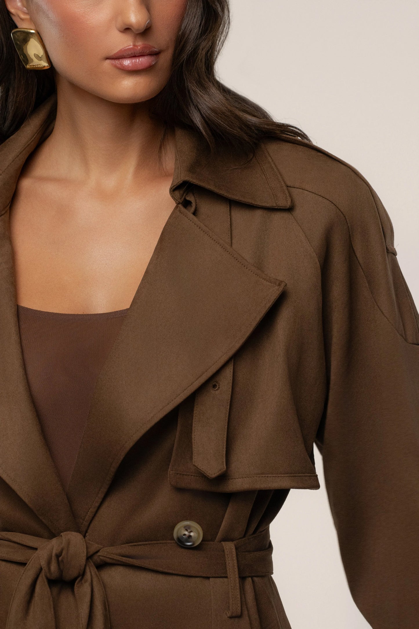 Chocolate Elite Suede Coat JLUXLABEL